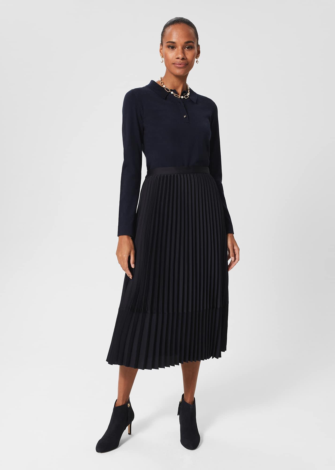 Hobbs silver pleated skirt best sale