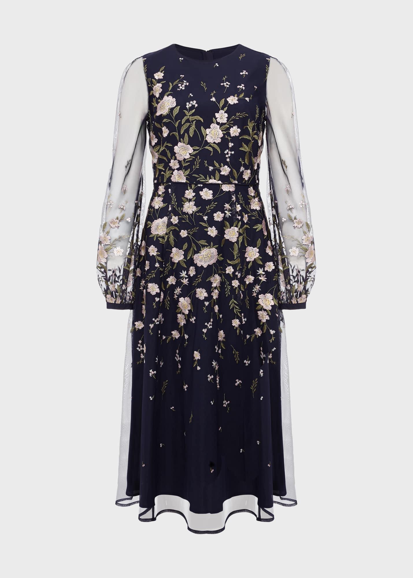 【Hobbs London】LOIS 刺繍ミディドレス Lois Embroidered Dress | Hobbs US |