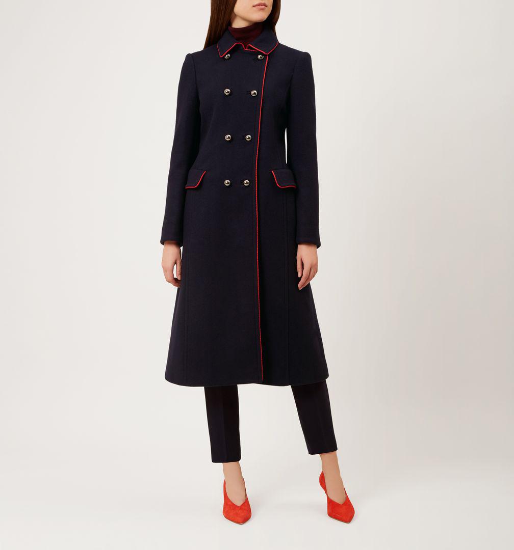 Hobbs navy coat clearance with red piping