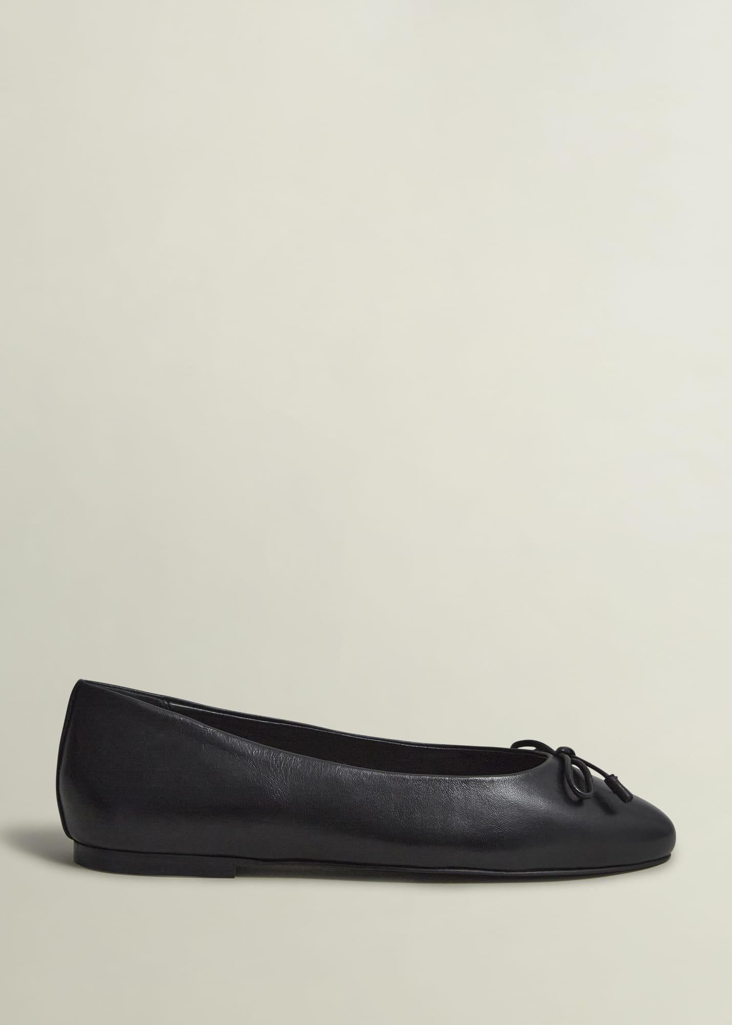 Hobbs Priya Leather Ballerina in Black Lyst UK