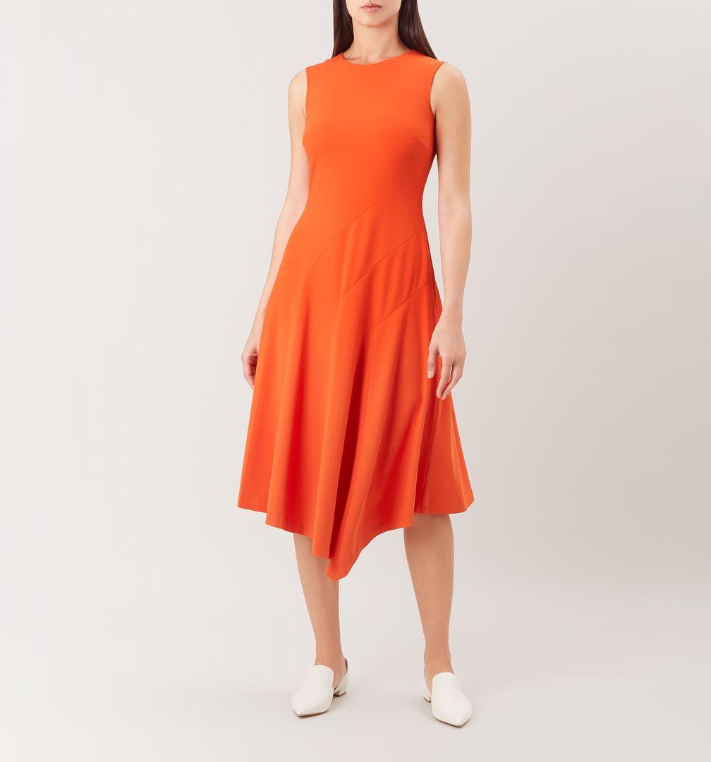 Hobbs Synthetic 'anya' Fit And Flare Dress in Burnt Orange (Orange) - Lyst