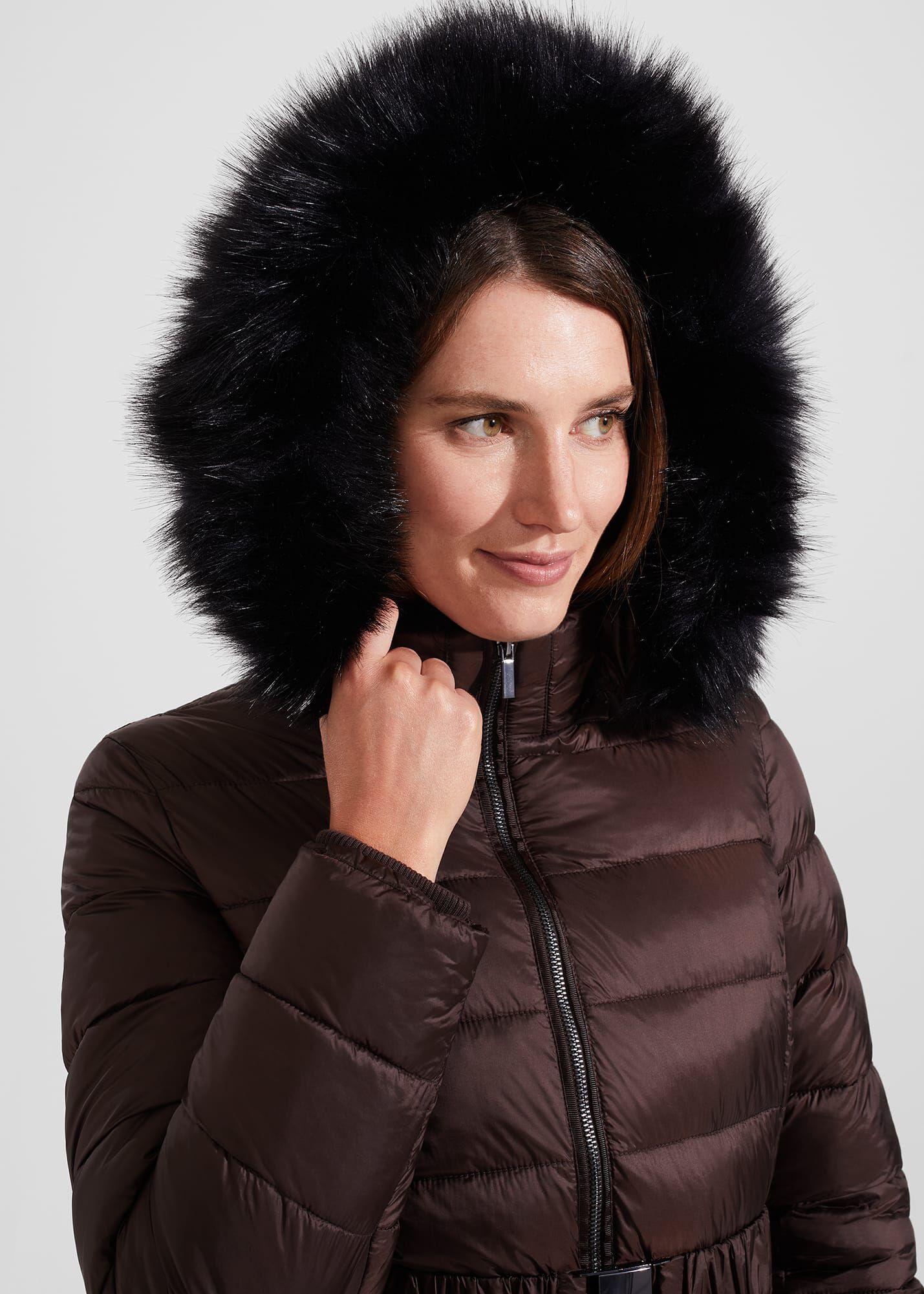 Harriet belted faux fur collar puffer jacket Clearance