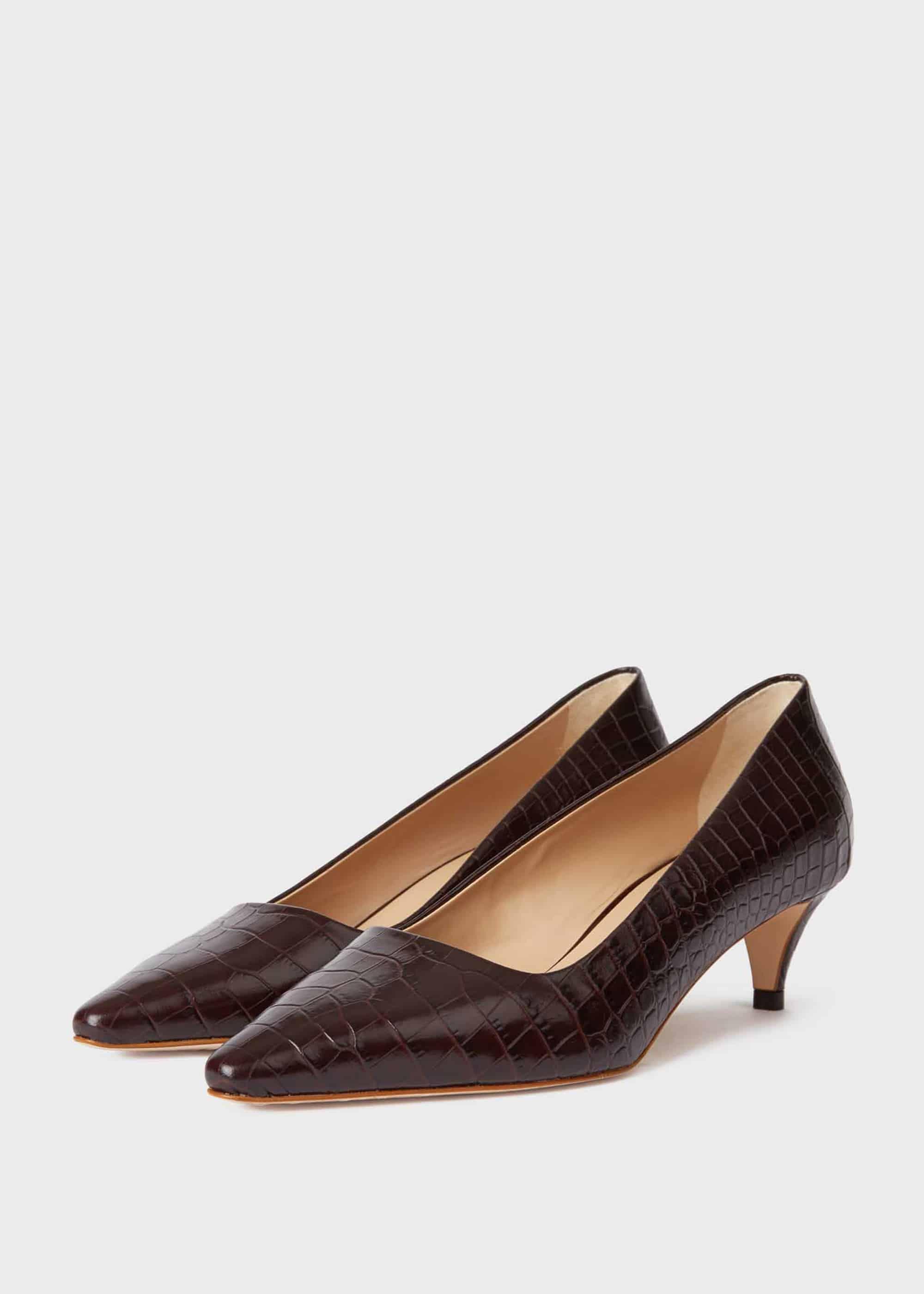 Hobbs Denim Millie Crocodile Kitten Heel Court Shoes in Chocolate (Brown) -  Lyst