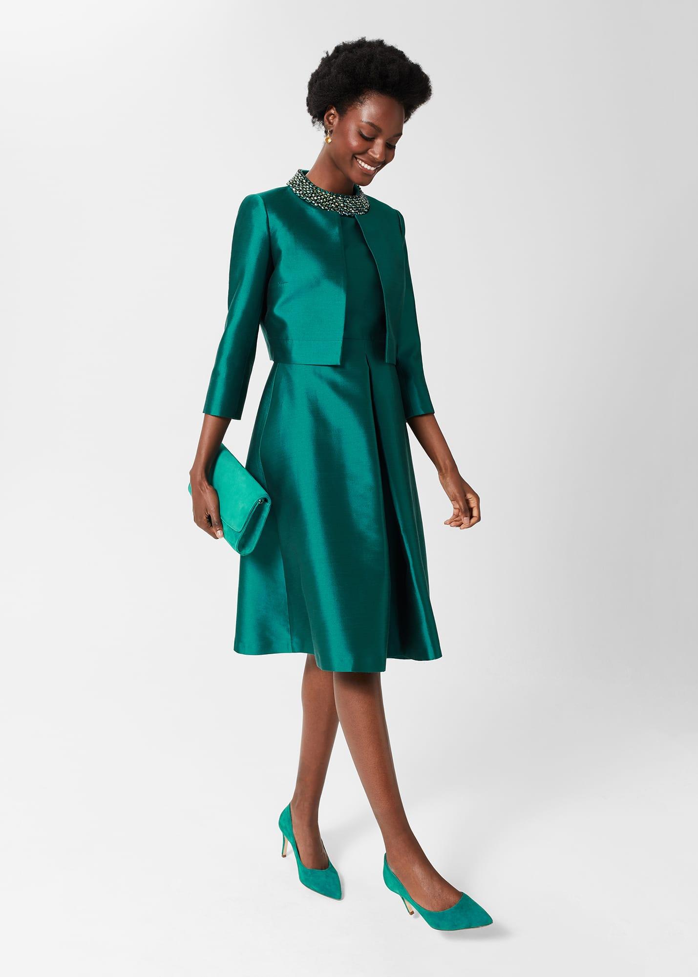 Hobbs Christie Silk Blend Dress in Green Lyst UK