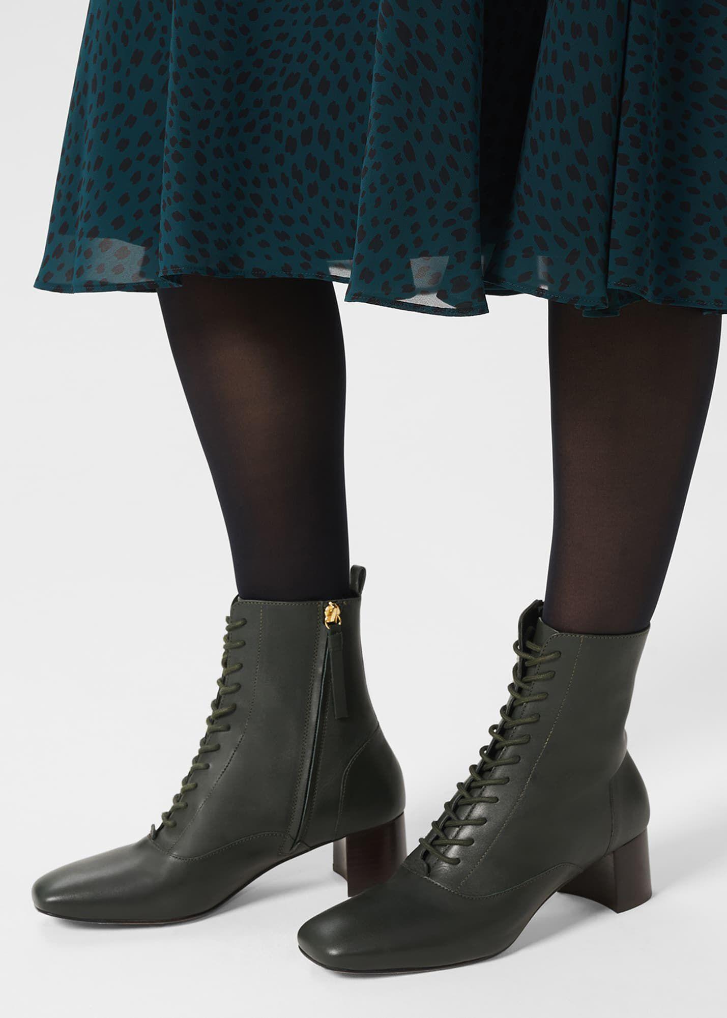 Hobbs Issy Leather Lace Up Ankle Boots 