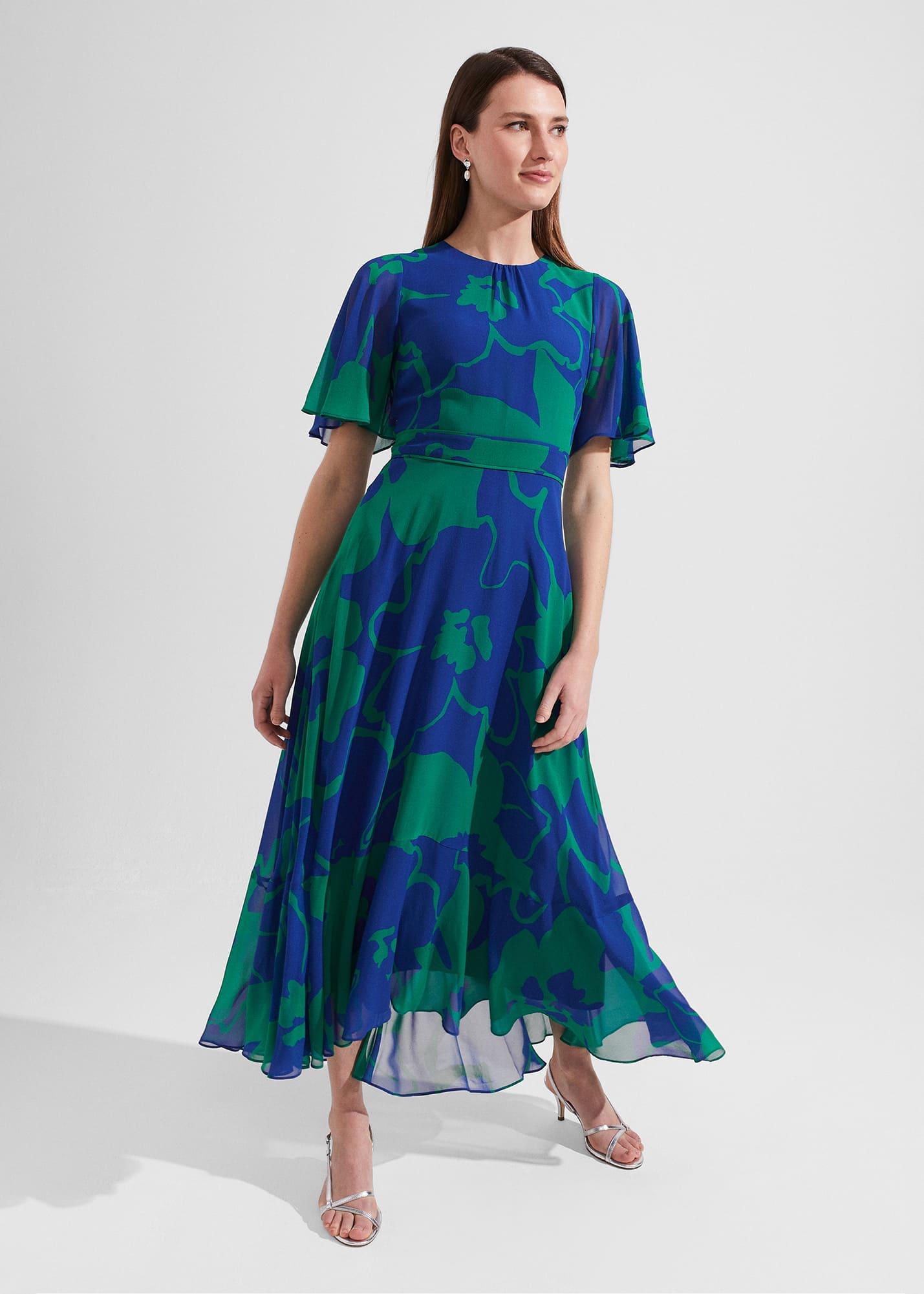 Hobbs Freya Silk Fit And Flare Dress in Blue Lyst Australia