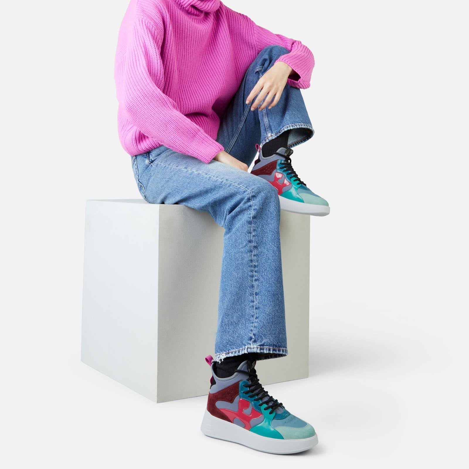 Hogan Leather Hi-top Sneakers Rebel, Pink,green,light Blue, 35 - Shoes |  Lyst