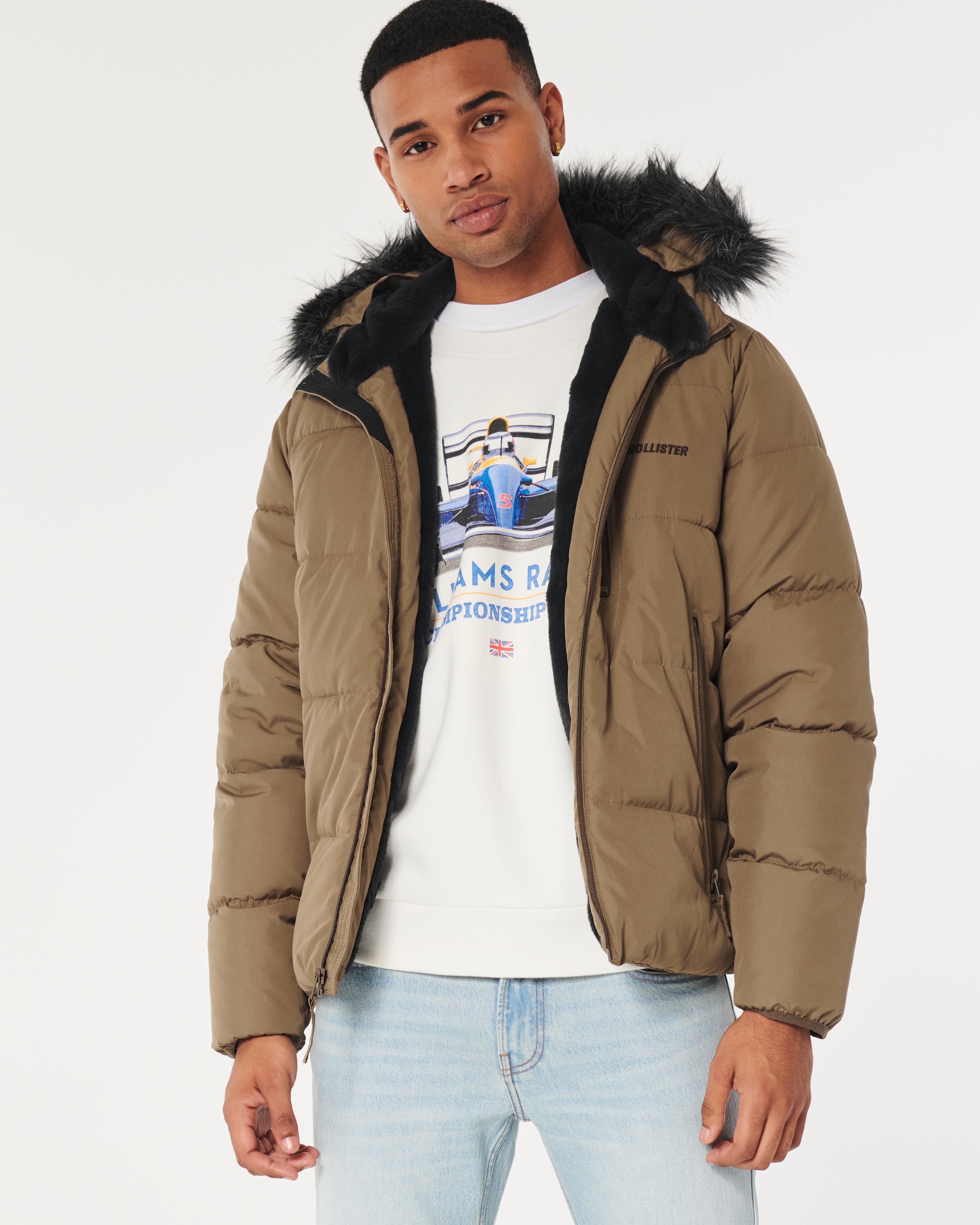 Hollister jacket outlet with fur hood