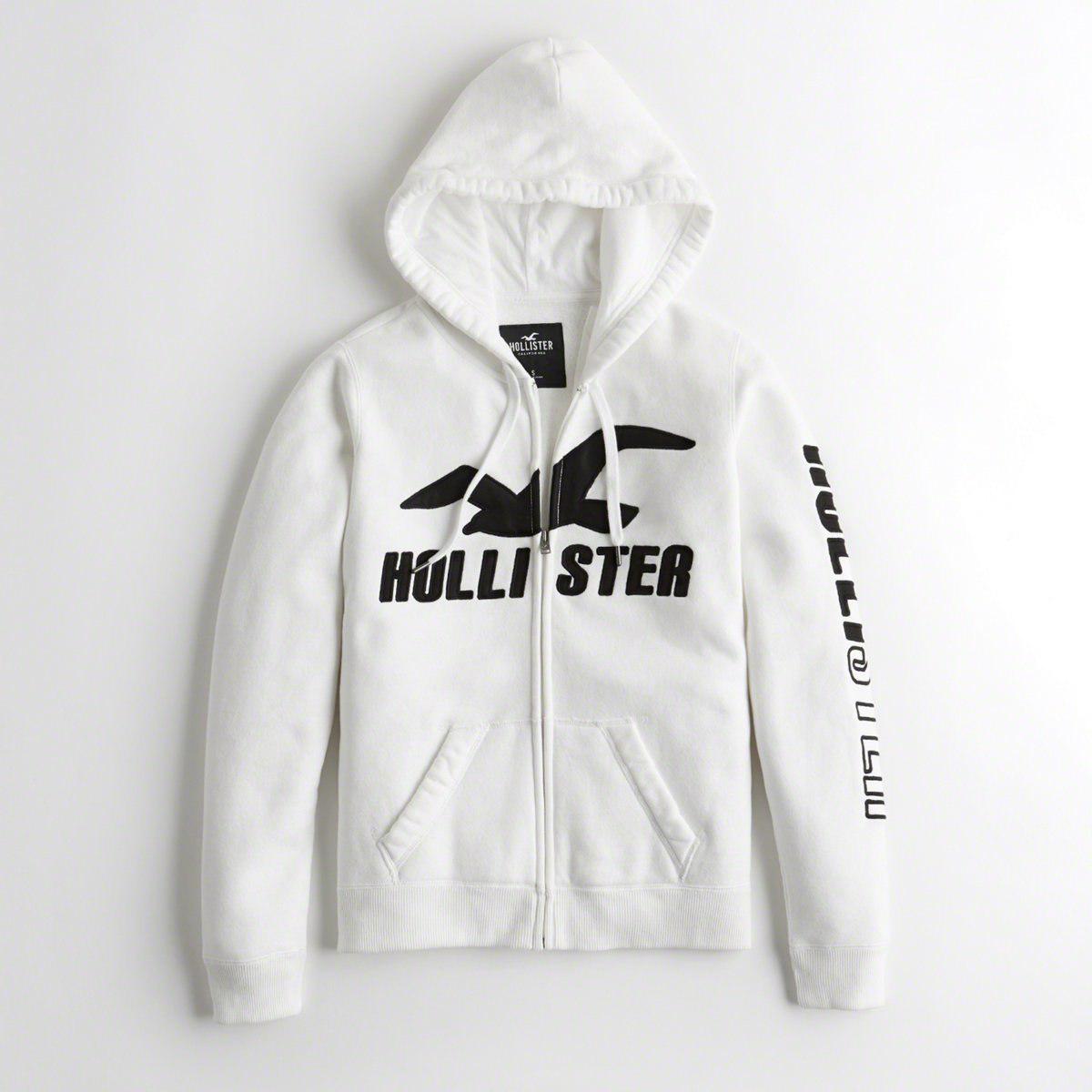 white hollister hoodie mens