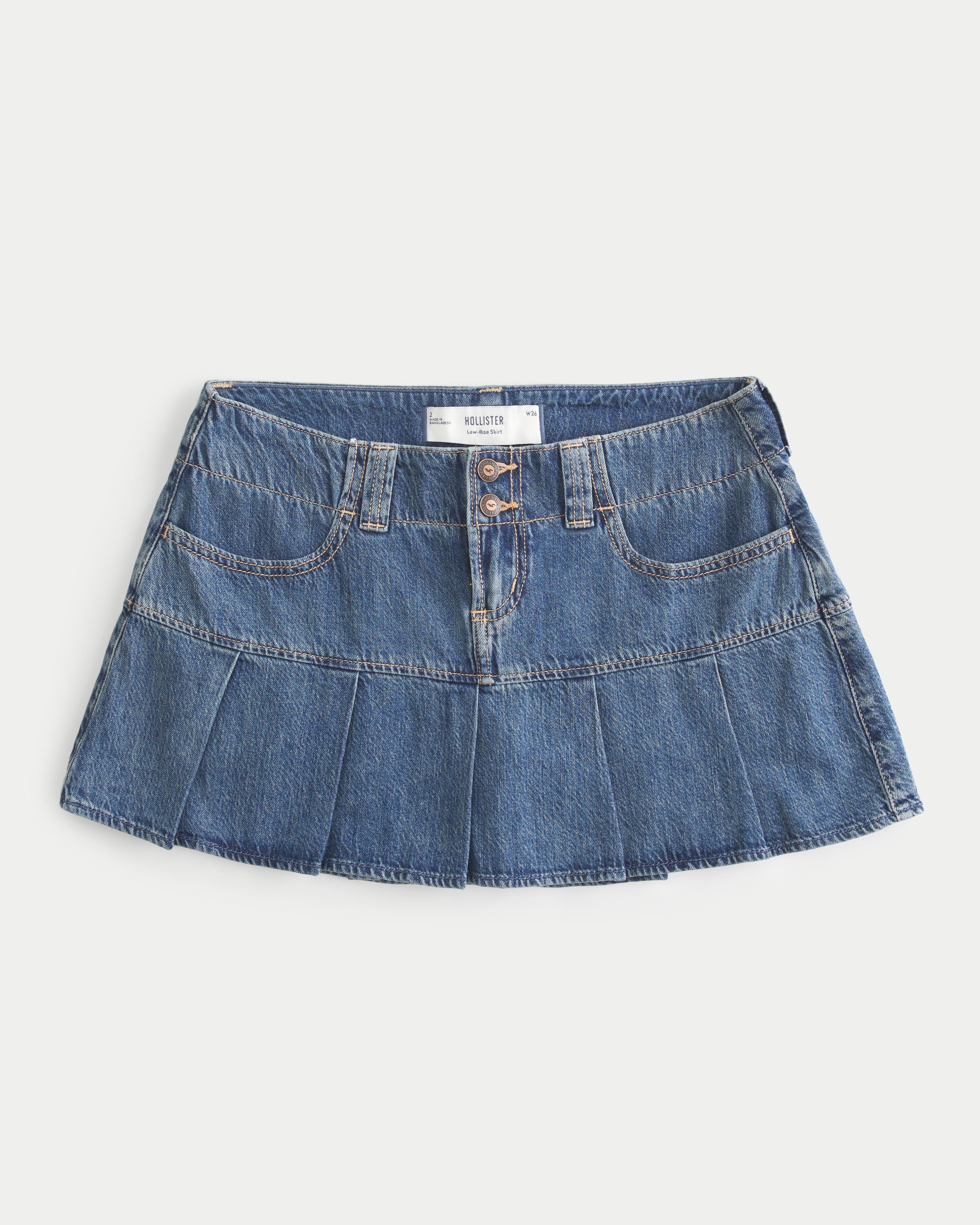 Hollister Pleated Denim Mini Skort in Blue Lyst UK