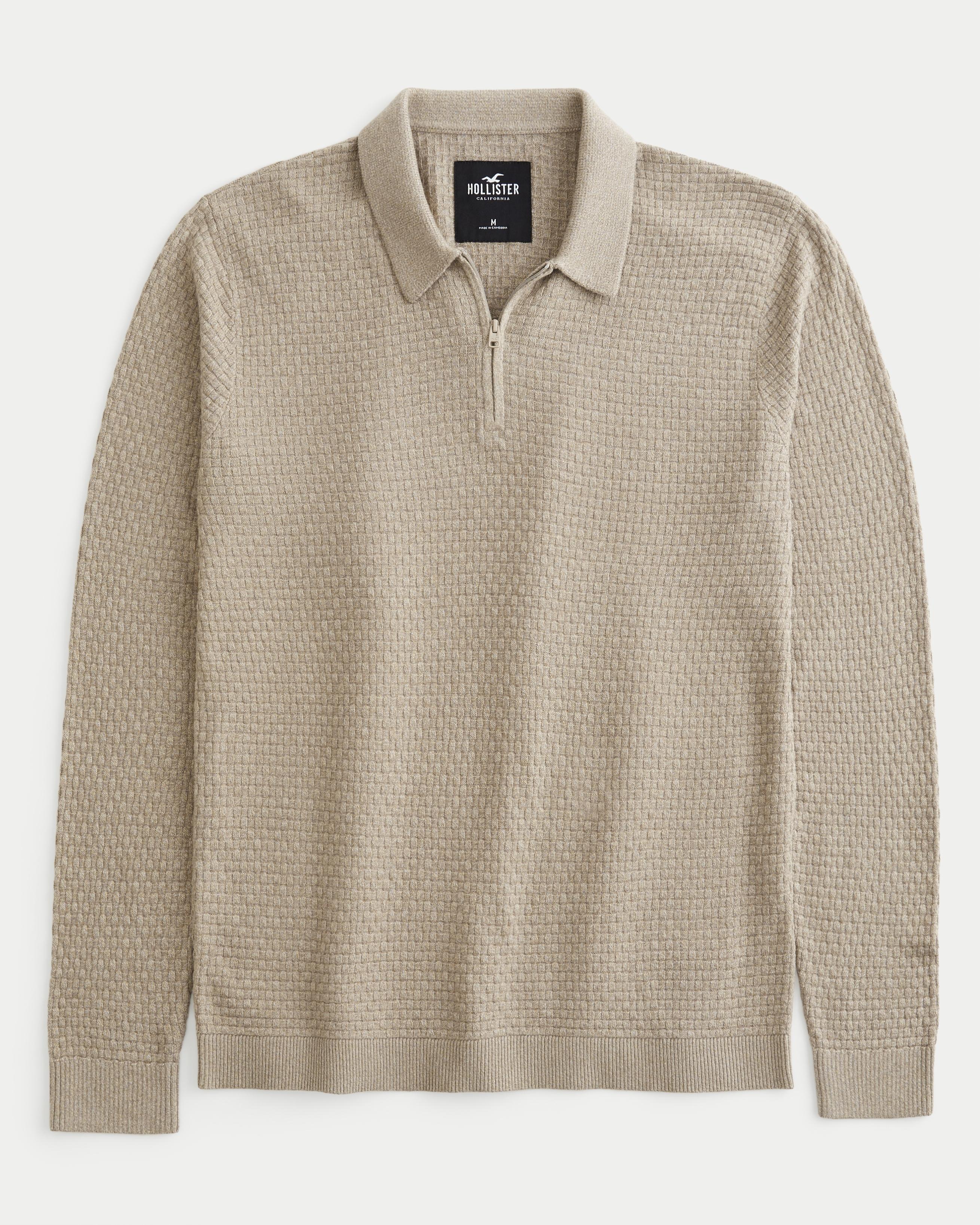 Textured Long sleeve Sweater Polo
