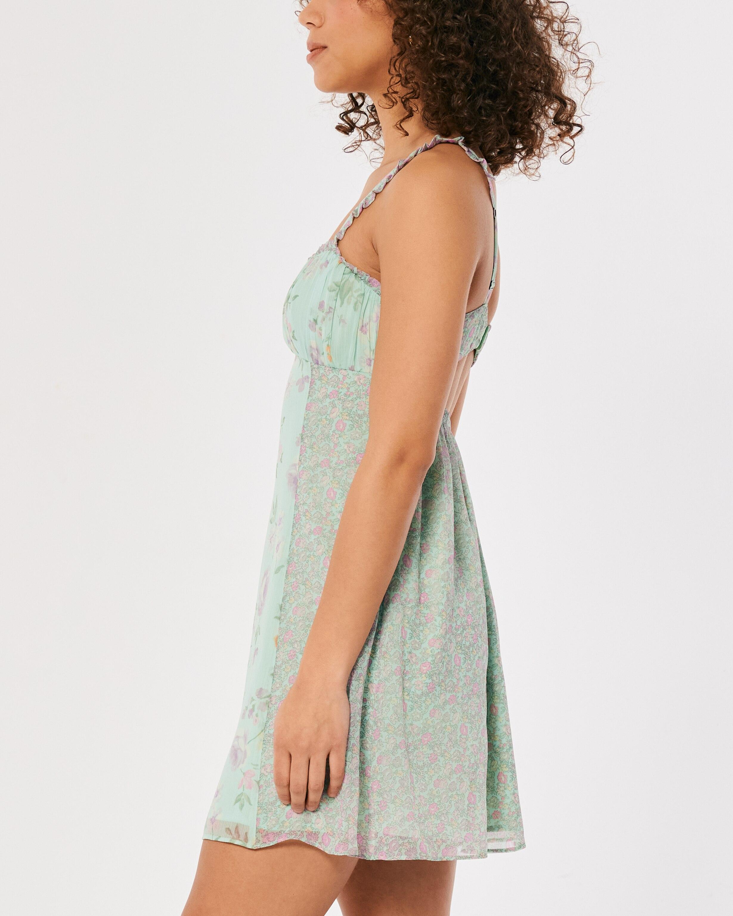 Hollister Social Tourist Ruched Chiffon Mini Dress in Blue | Lyst UK