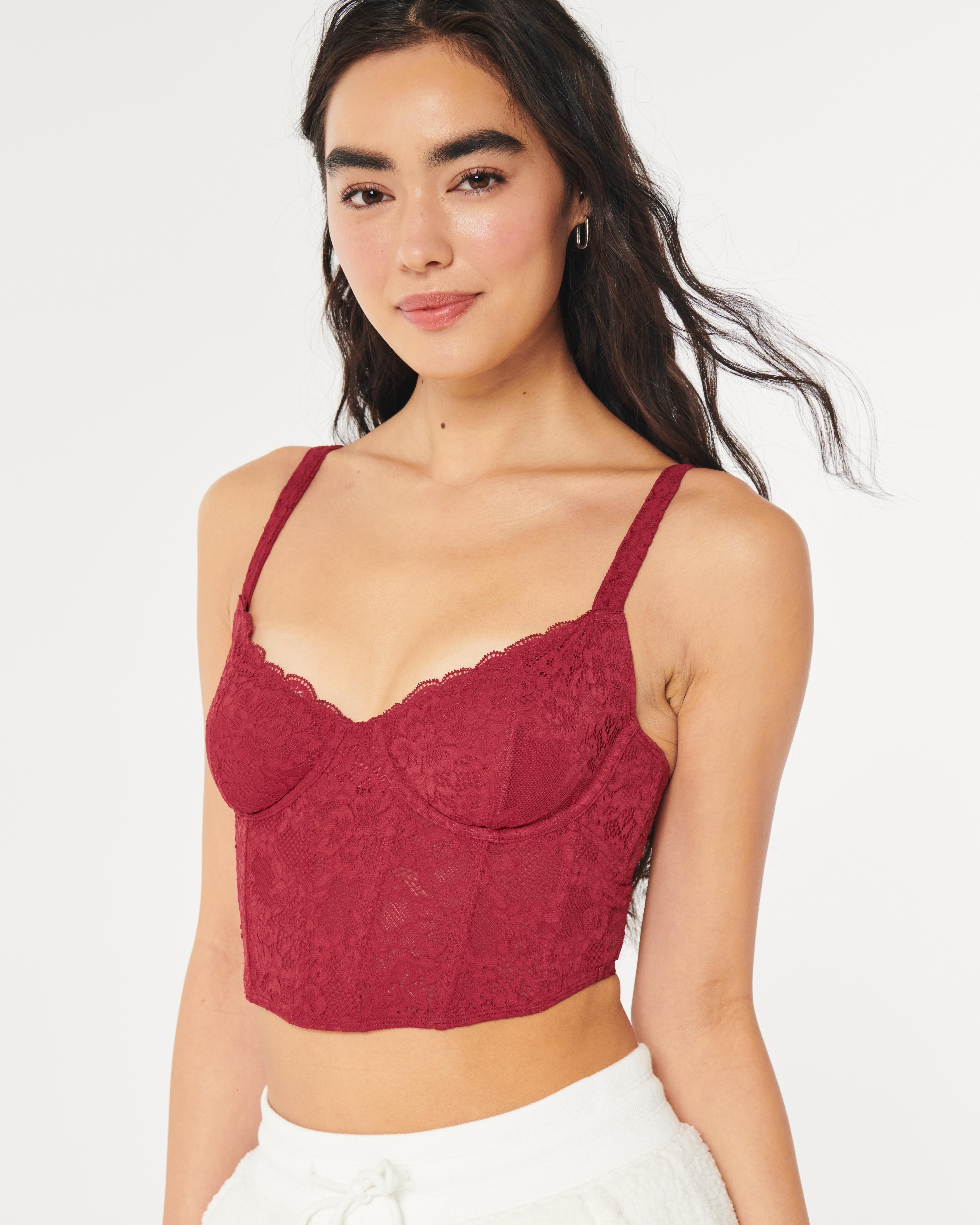 Hollister Gilly Hicks Lace Bustier in Red