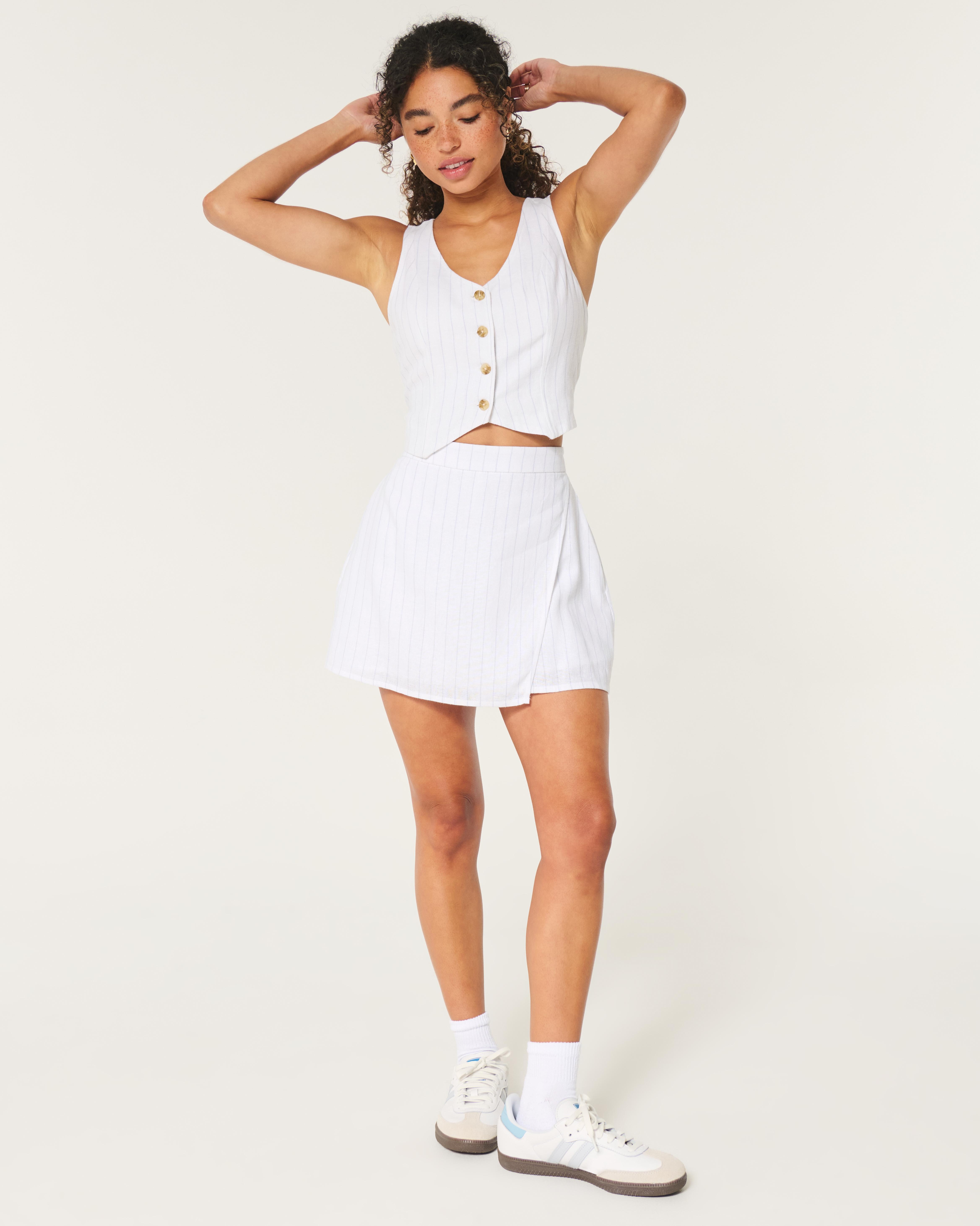 Hollister Linen-blend Wrap Mini Skort in White Lyst UK
