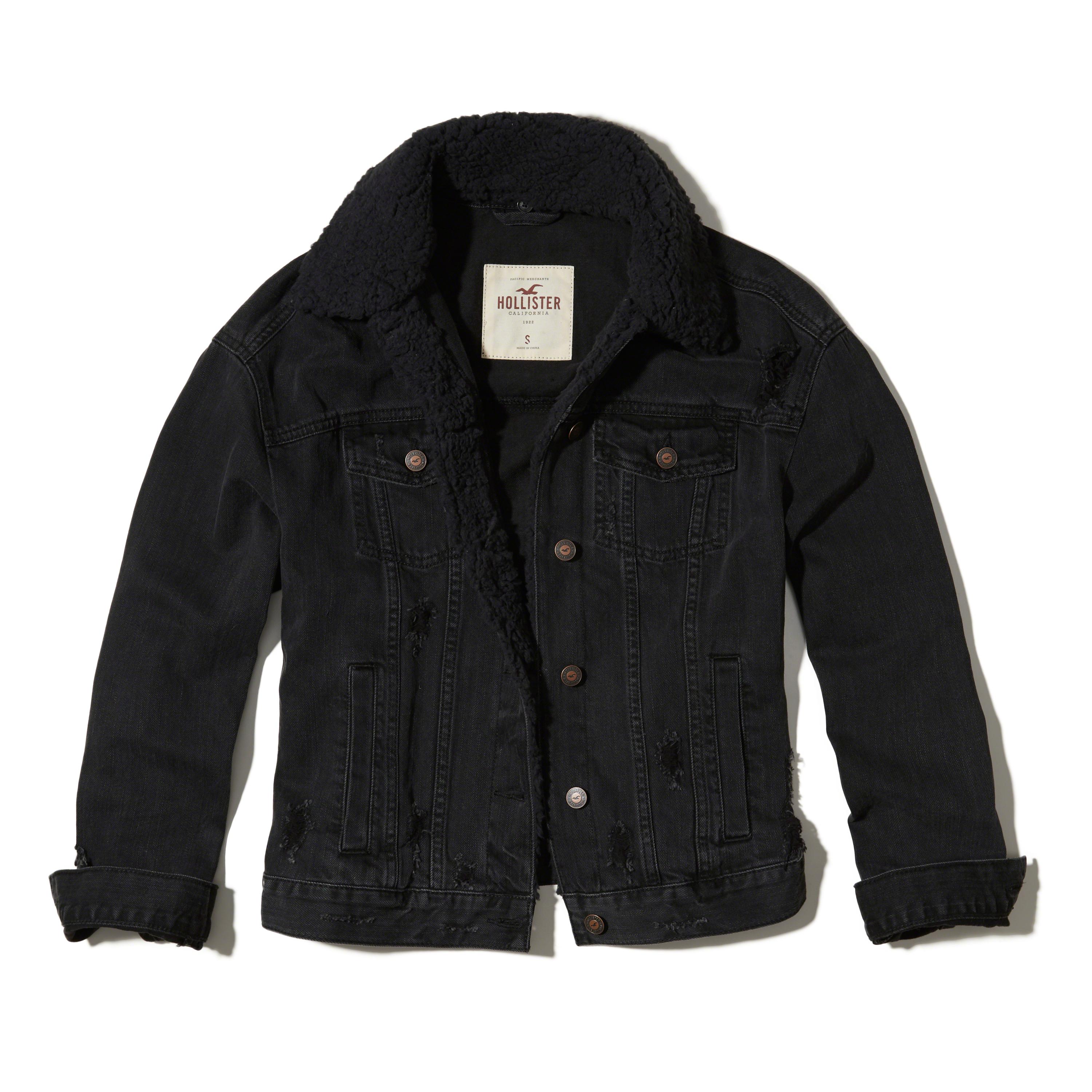 Hollister Sherpalined Oversized Denim Jacket in Black Lyst UK