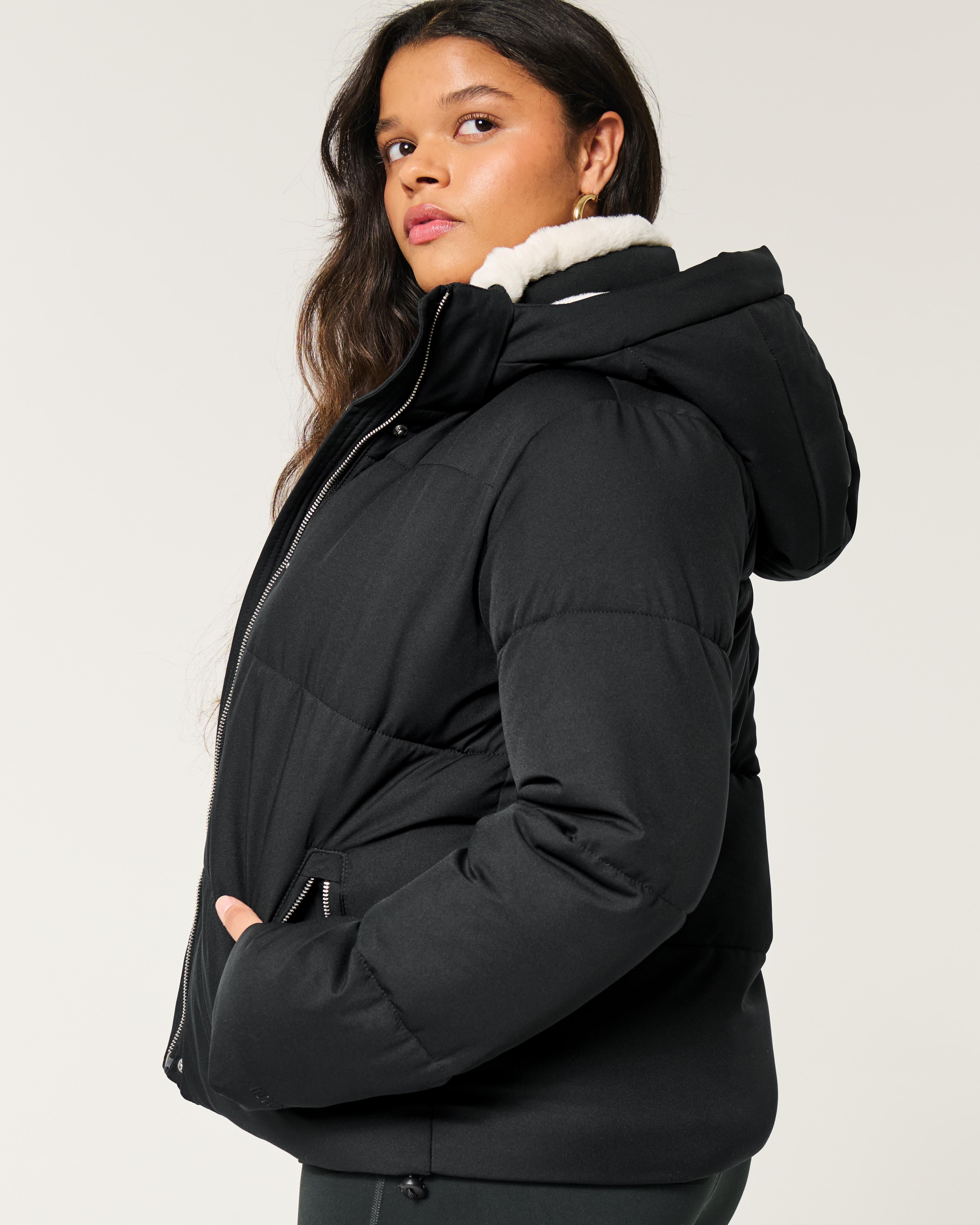 Hollister Faux Fur-lined All-weather Puffer Jacket in Black Lyst UK