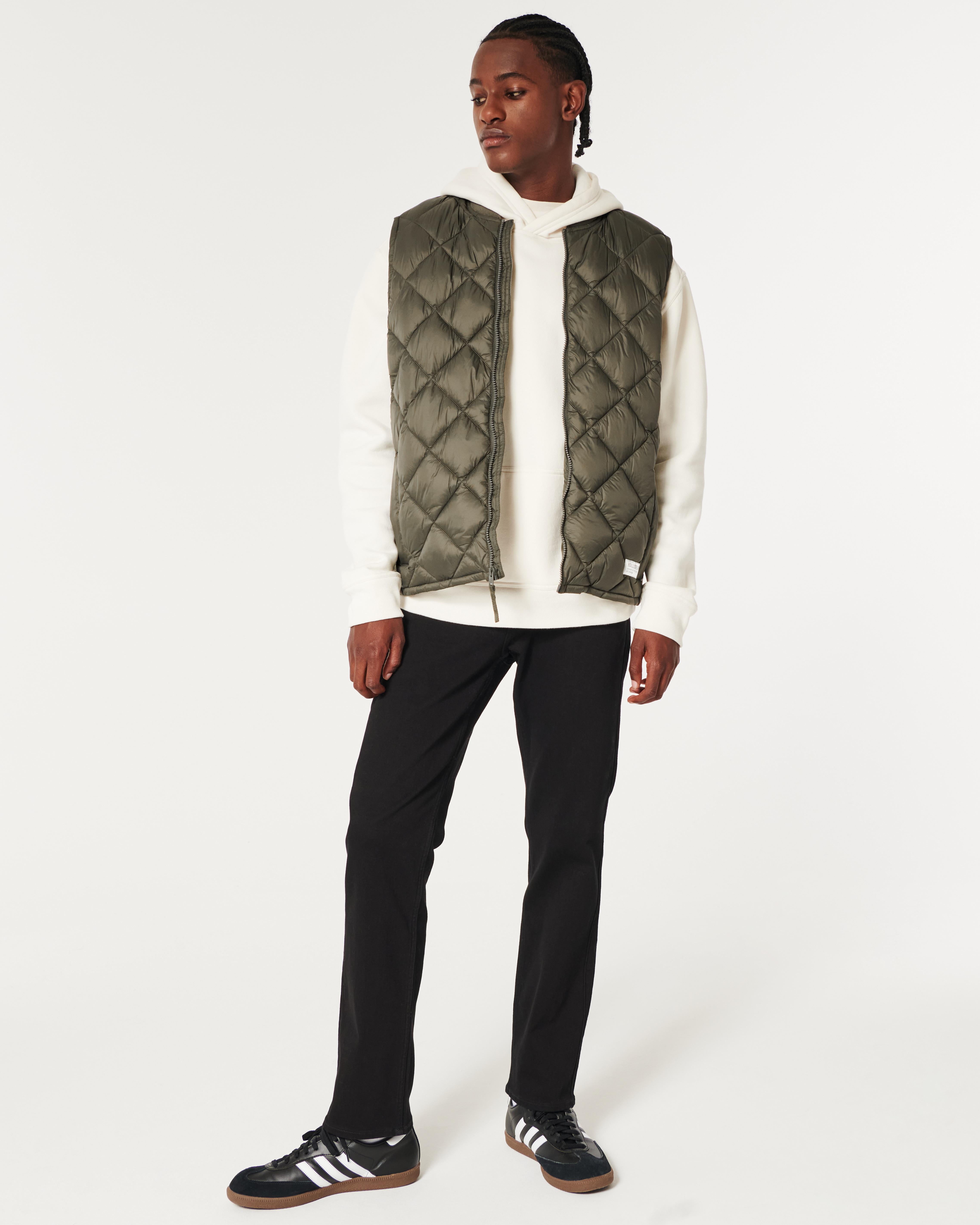 men's olive quilted vest