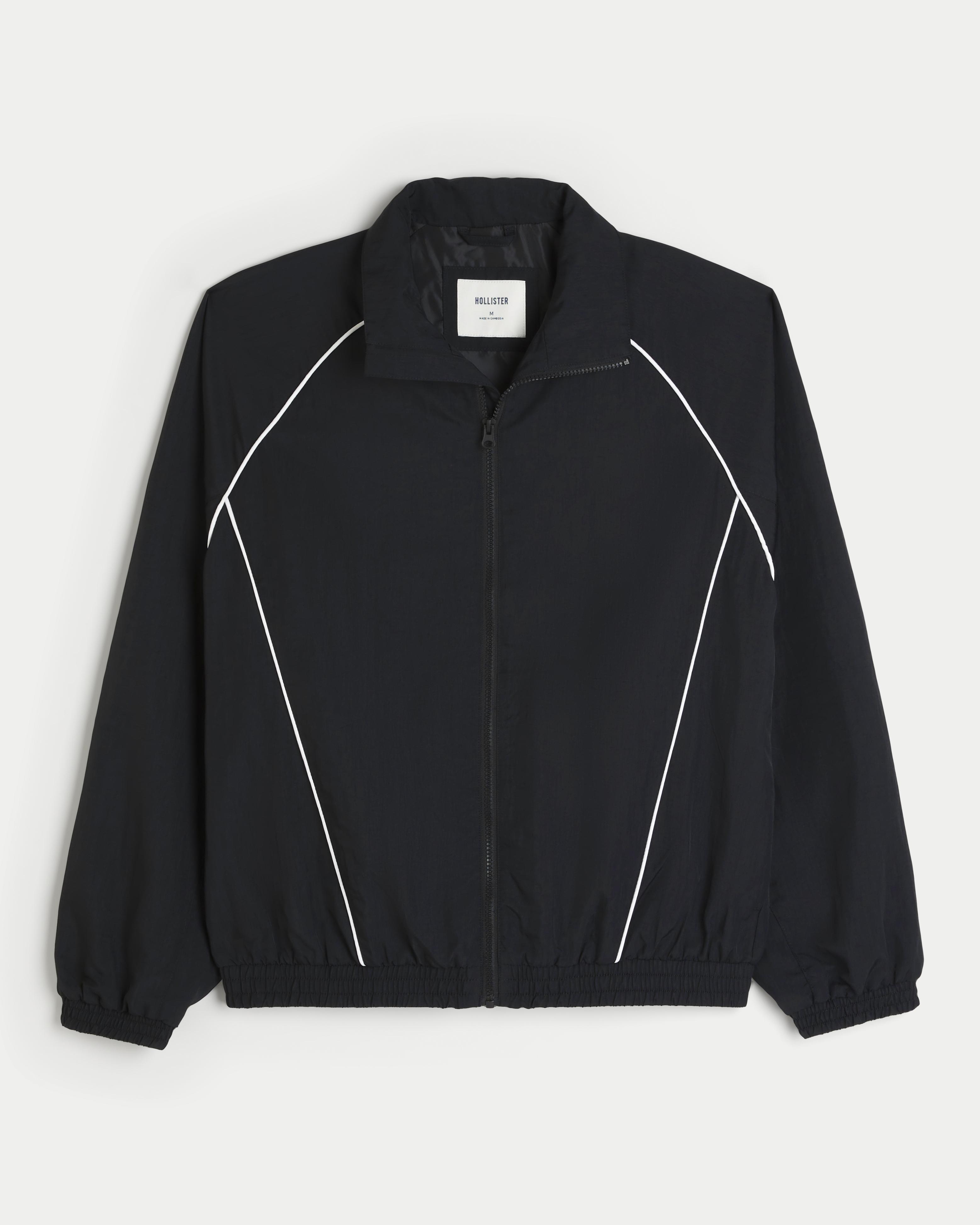 Hollister black windbreaker jacket discount