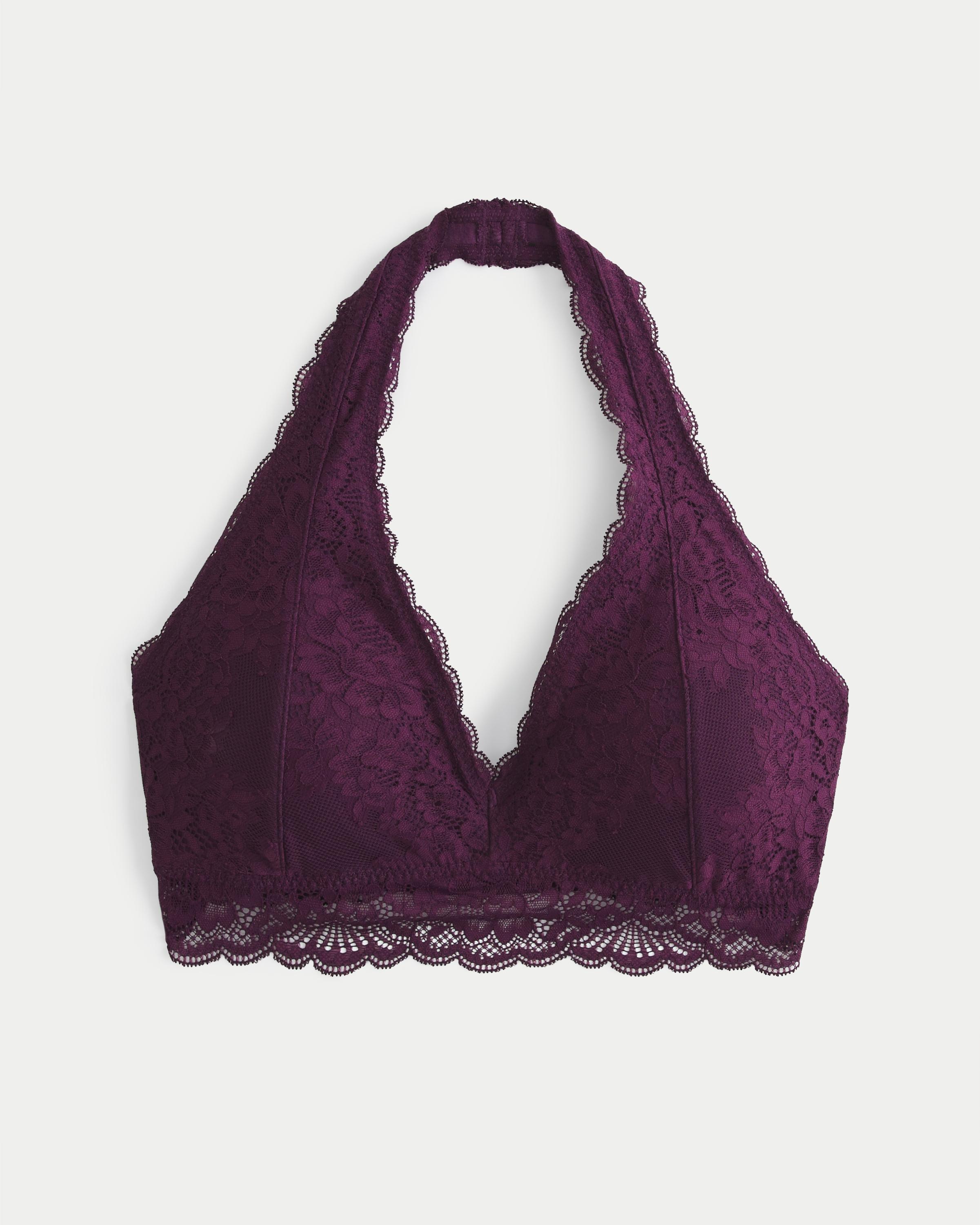 Hollister Gilly Hicks Lace Halter Bralette in Purple