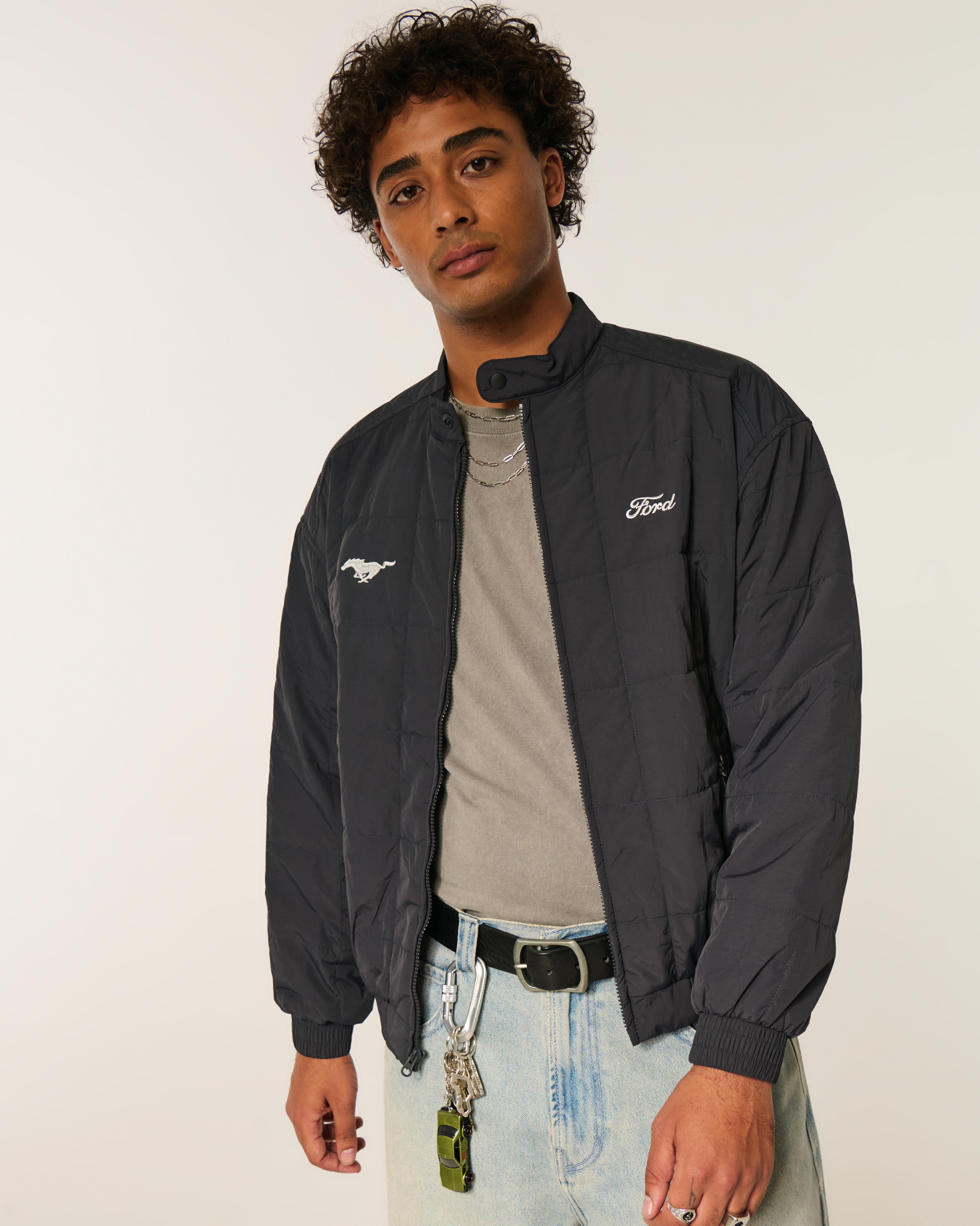 Hollister Zip-up Ford Graphic Jacket in Black for Men | Lyst UK