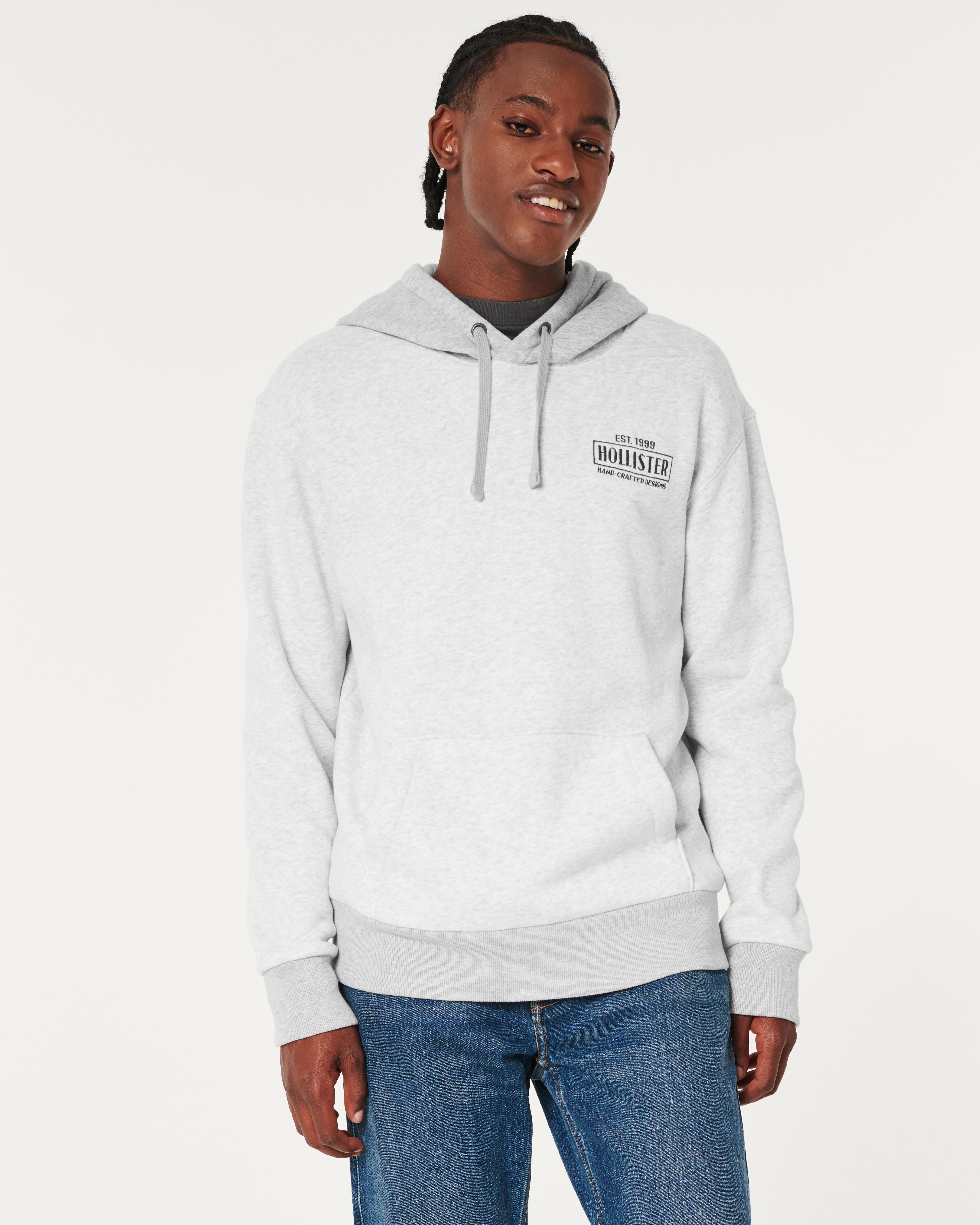 Hollister Logo Graphic Hoodie in Grey for Men | Lyst UK