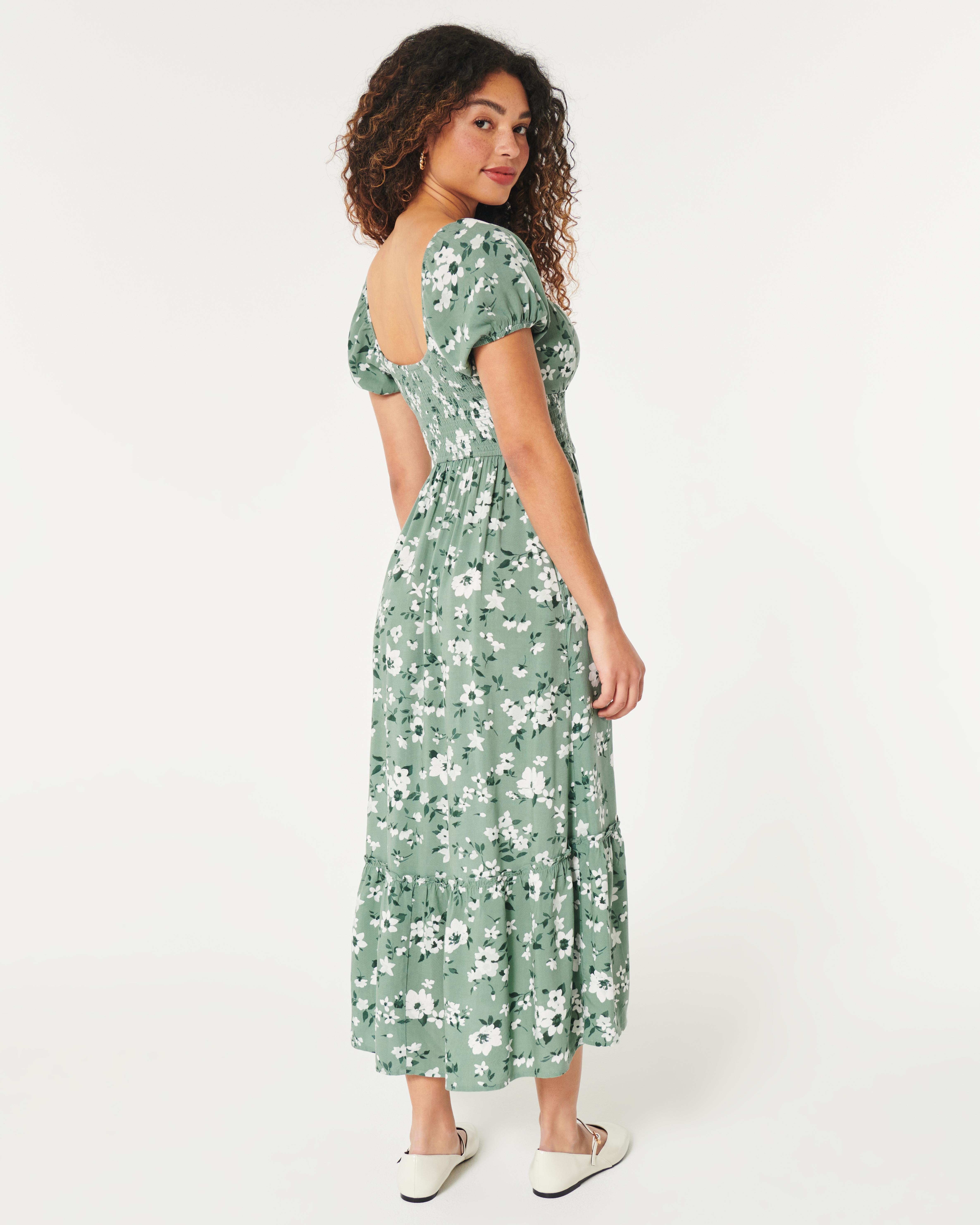 hollister green floral dress Hollister cap sleeve playsuit in white with green floral print