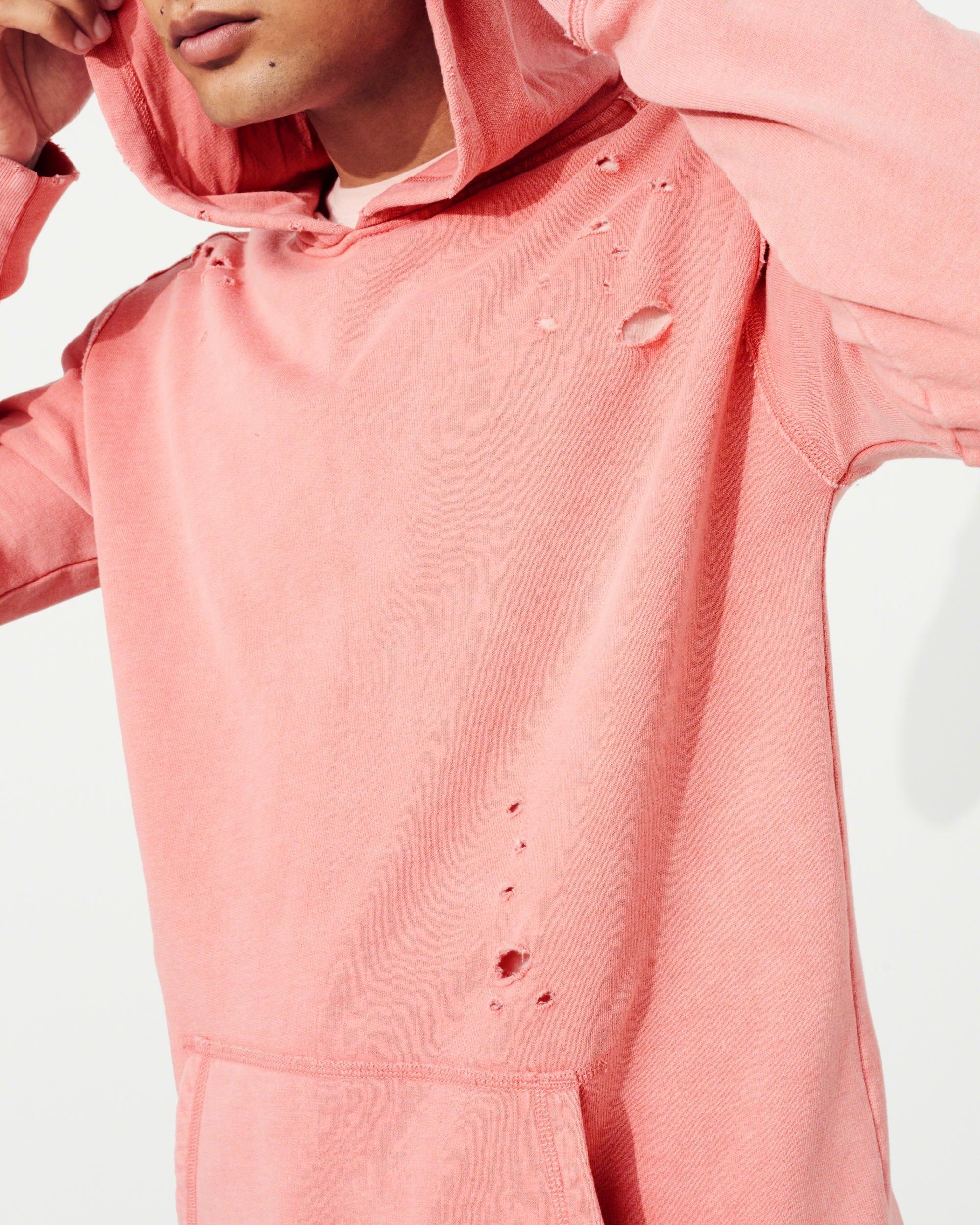 hollister mens pink hoodie