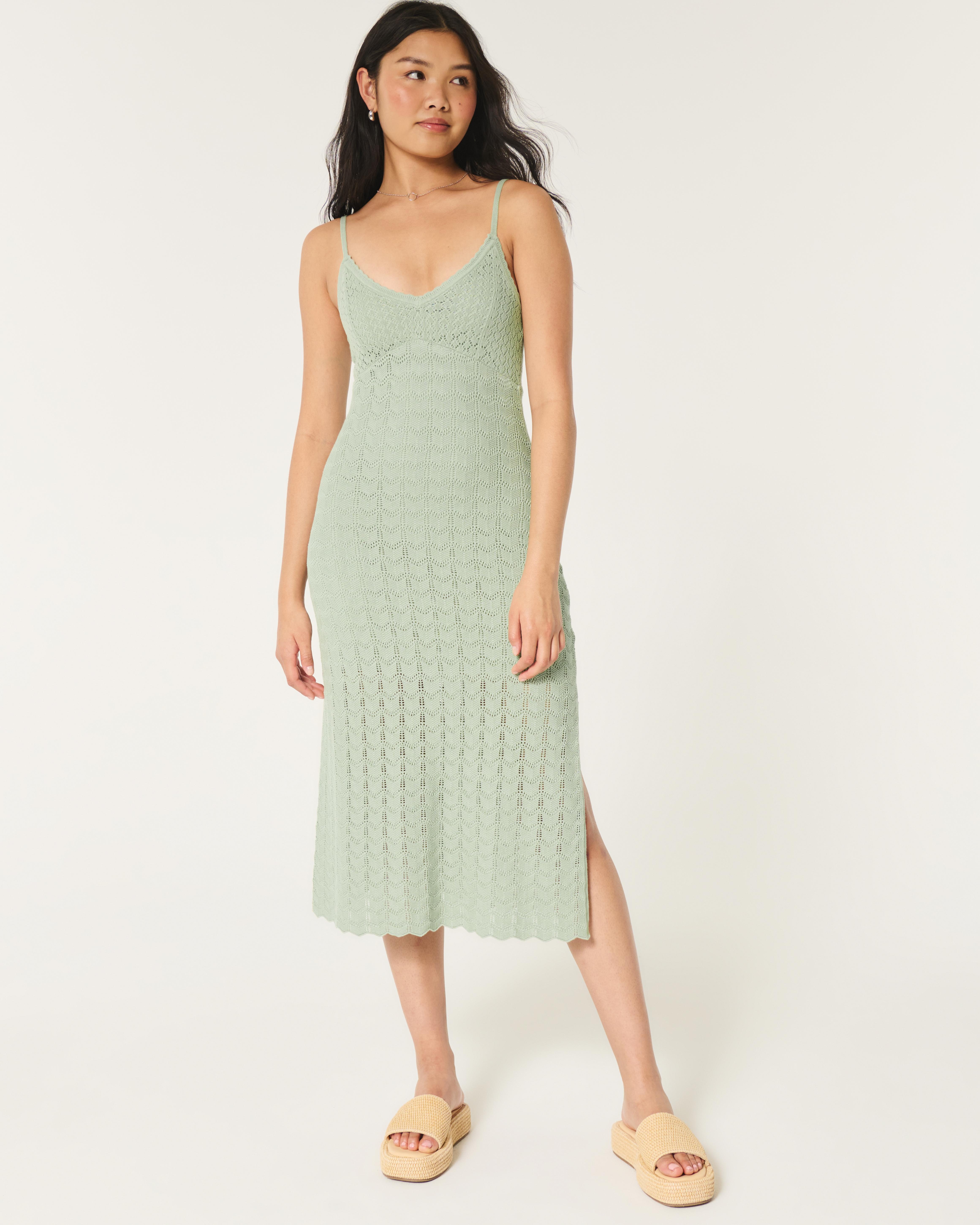 Hollister Crochet-style Midi Dress in Green Lyst UK