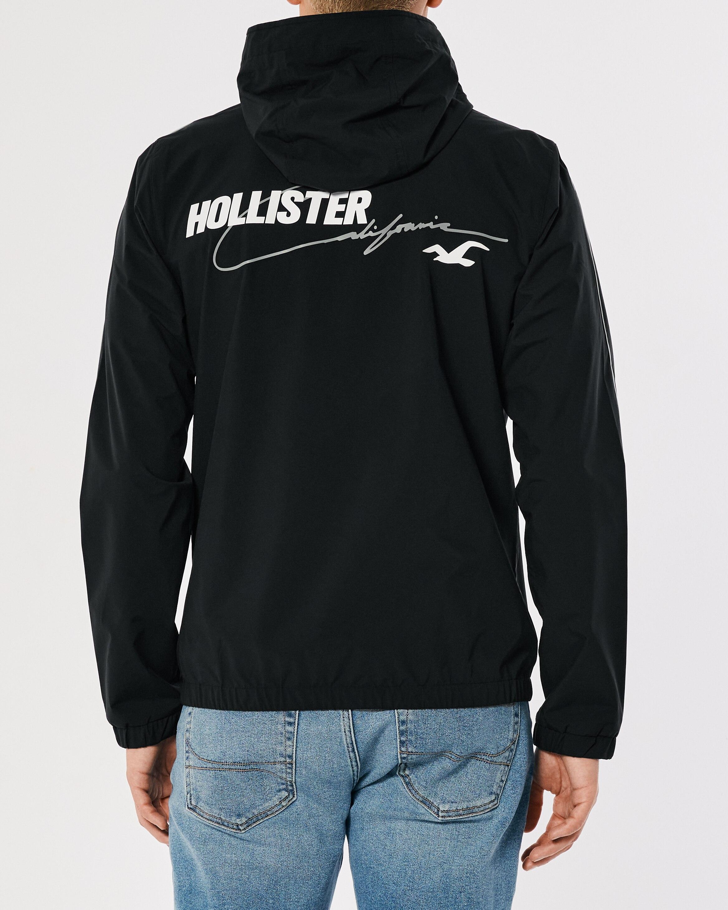 Hollister black and white deals windbreaker