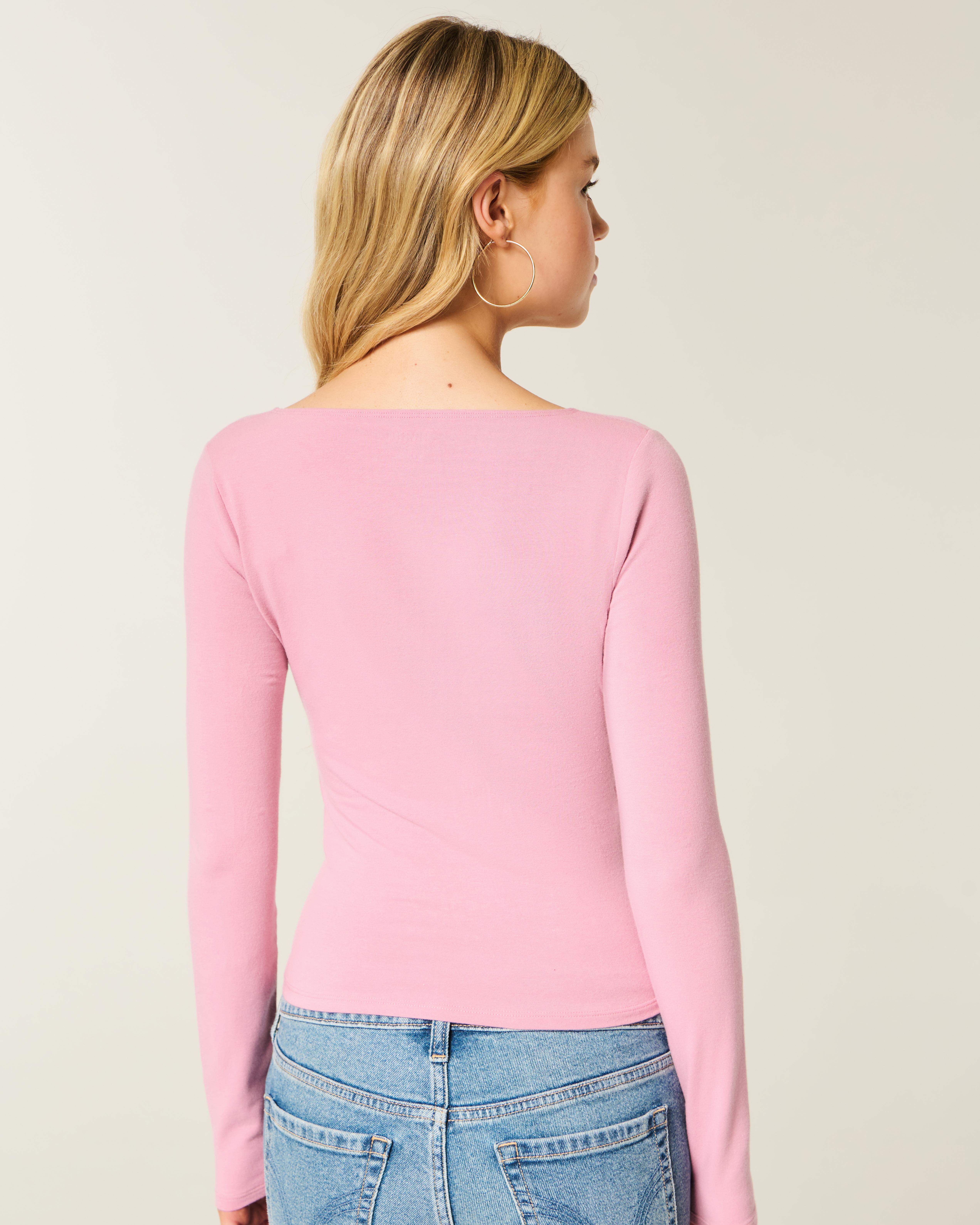 Hollister Long-sleeve Wrap V-neck Top in Pink Lyst UK