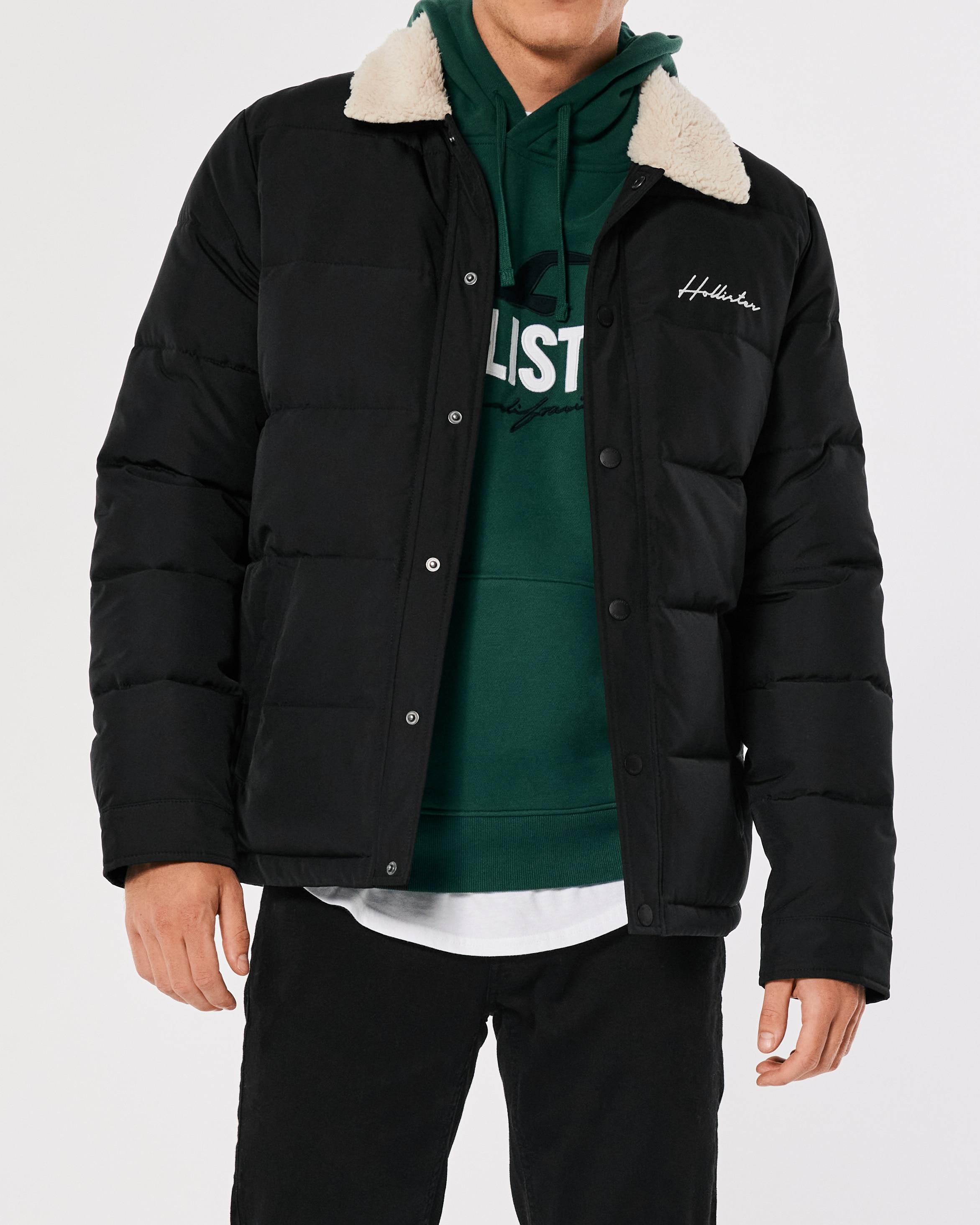 Hollister sherpa lined discount puffer jacket mens