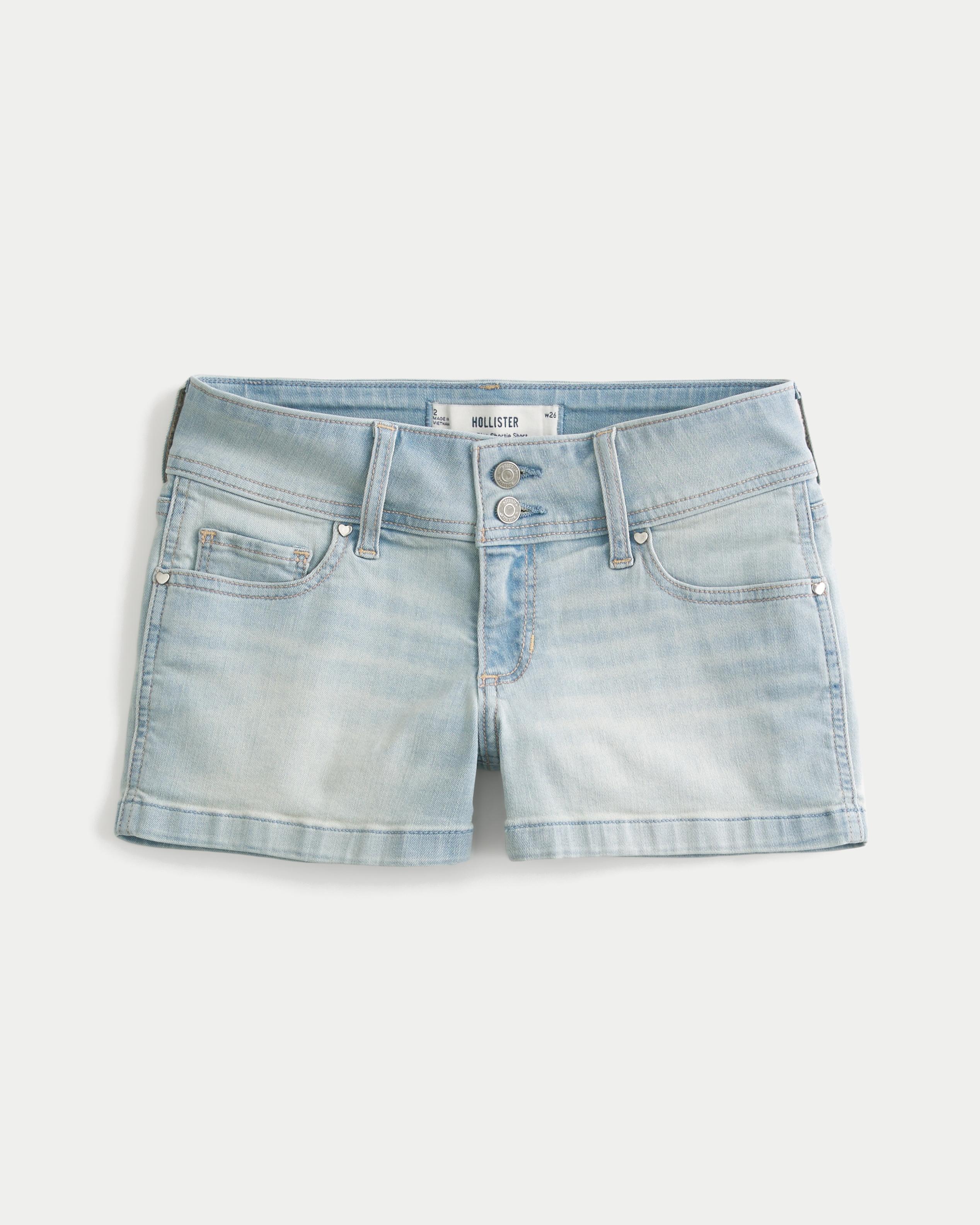 Hollister Low-rise Light Wash Denim Shortie Shorts in Blue Lyst UK