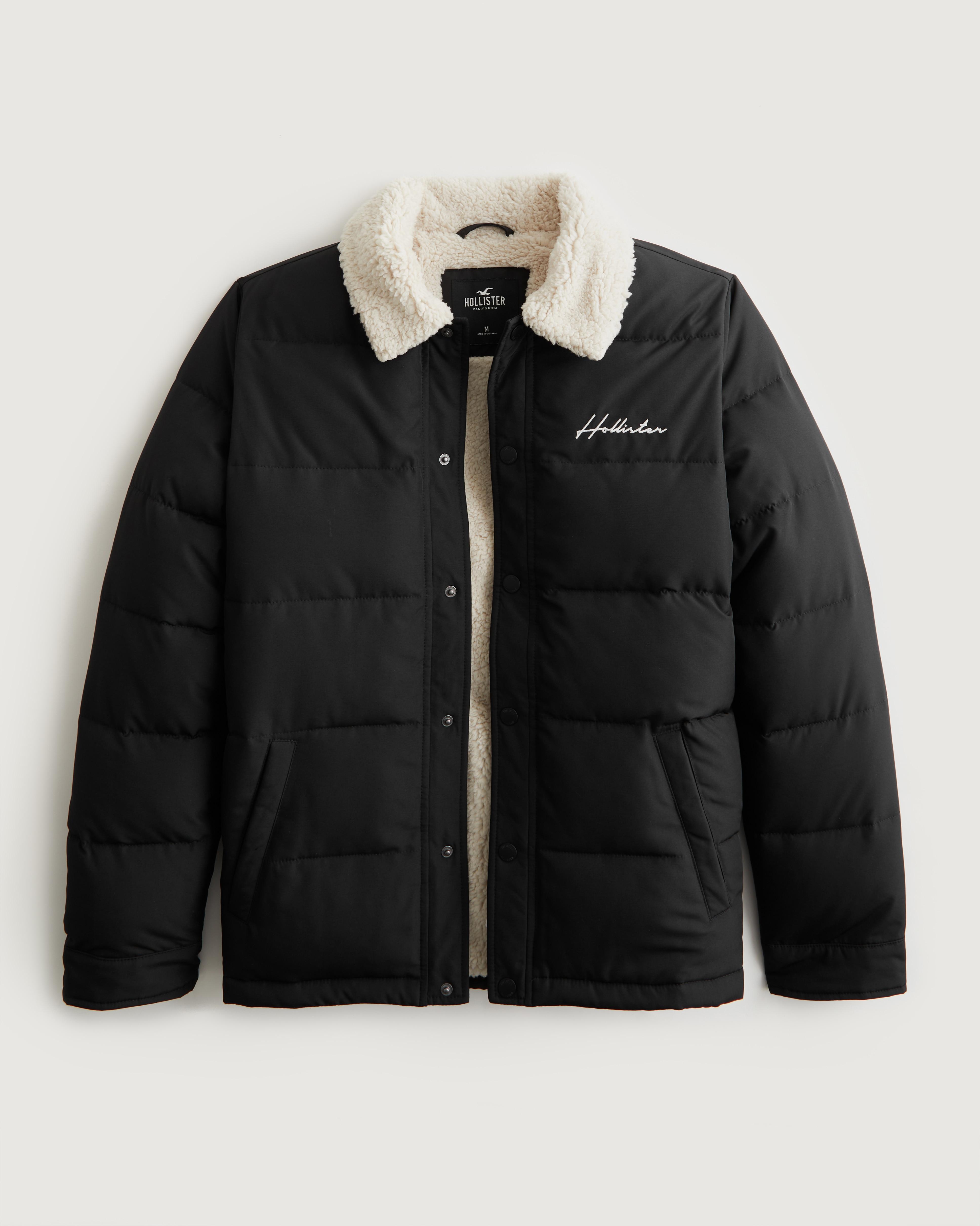 Hollister Sherpalined Puffer Jacket in Black for Men Lyst UK