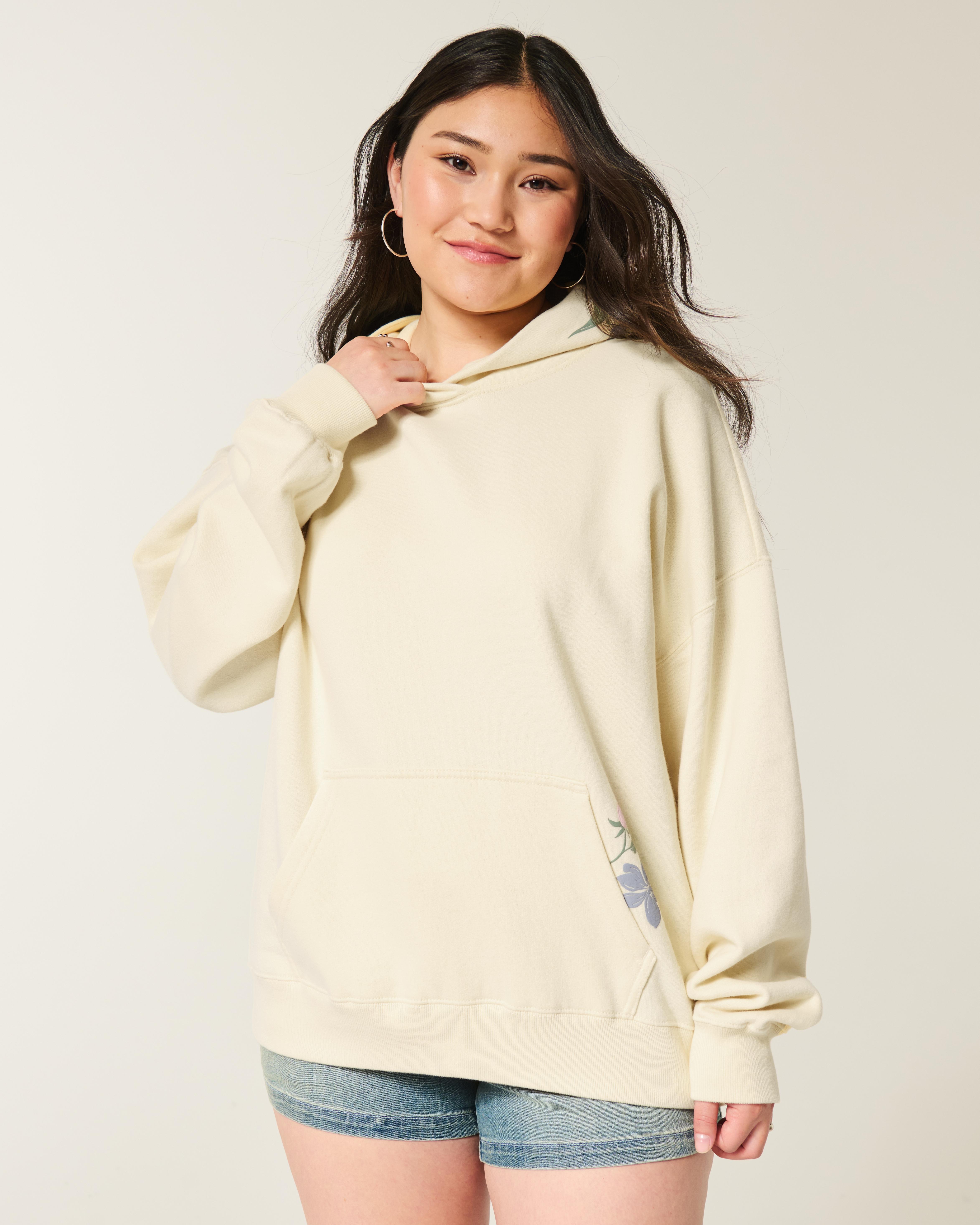 Hollister Oversized Floral Graphic Hoodie in Natural Lyst UK