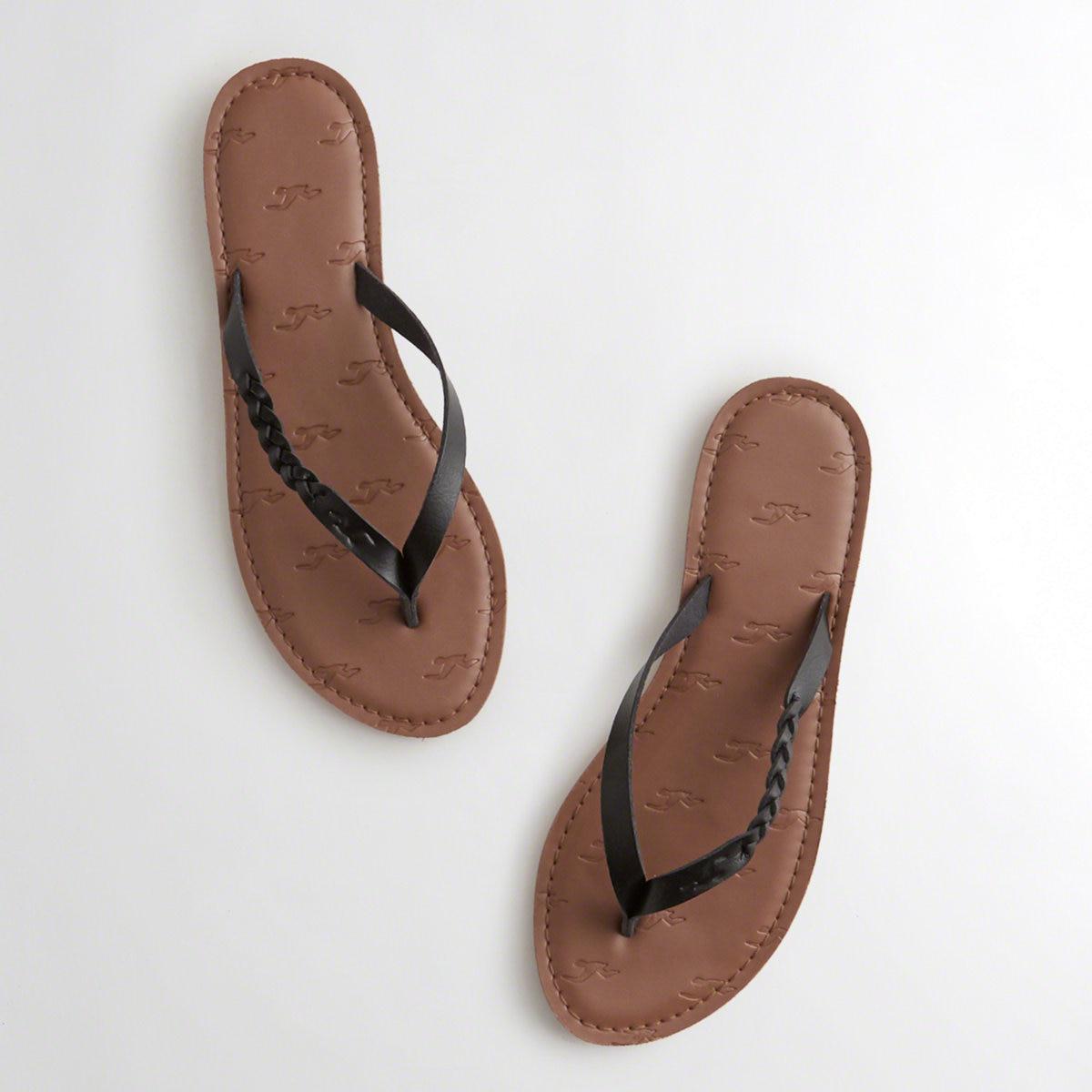 girls leather flip flops