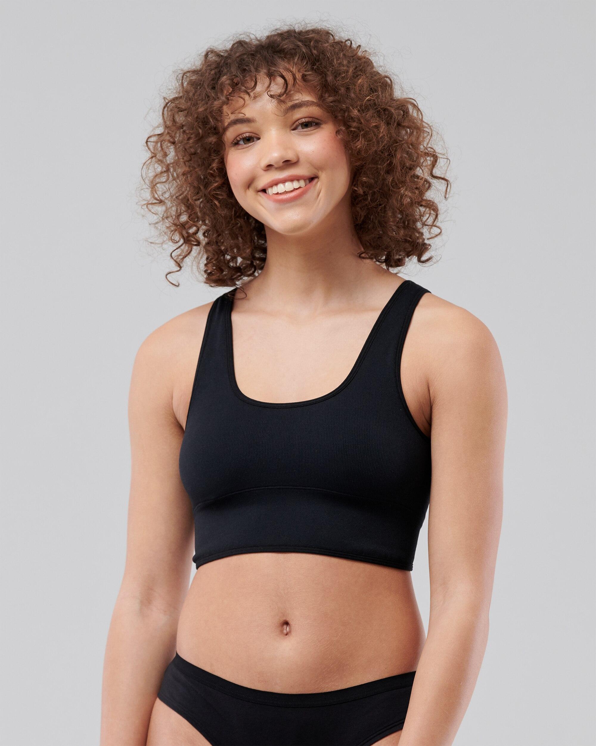 Hollister Gilly Hicks Ribbed Seamless Plunge Bra Top in Black