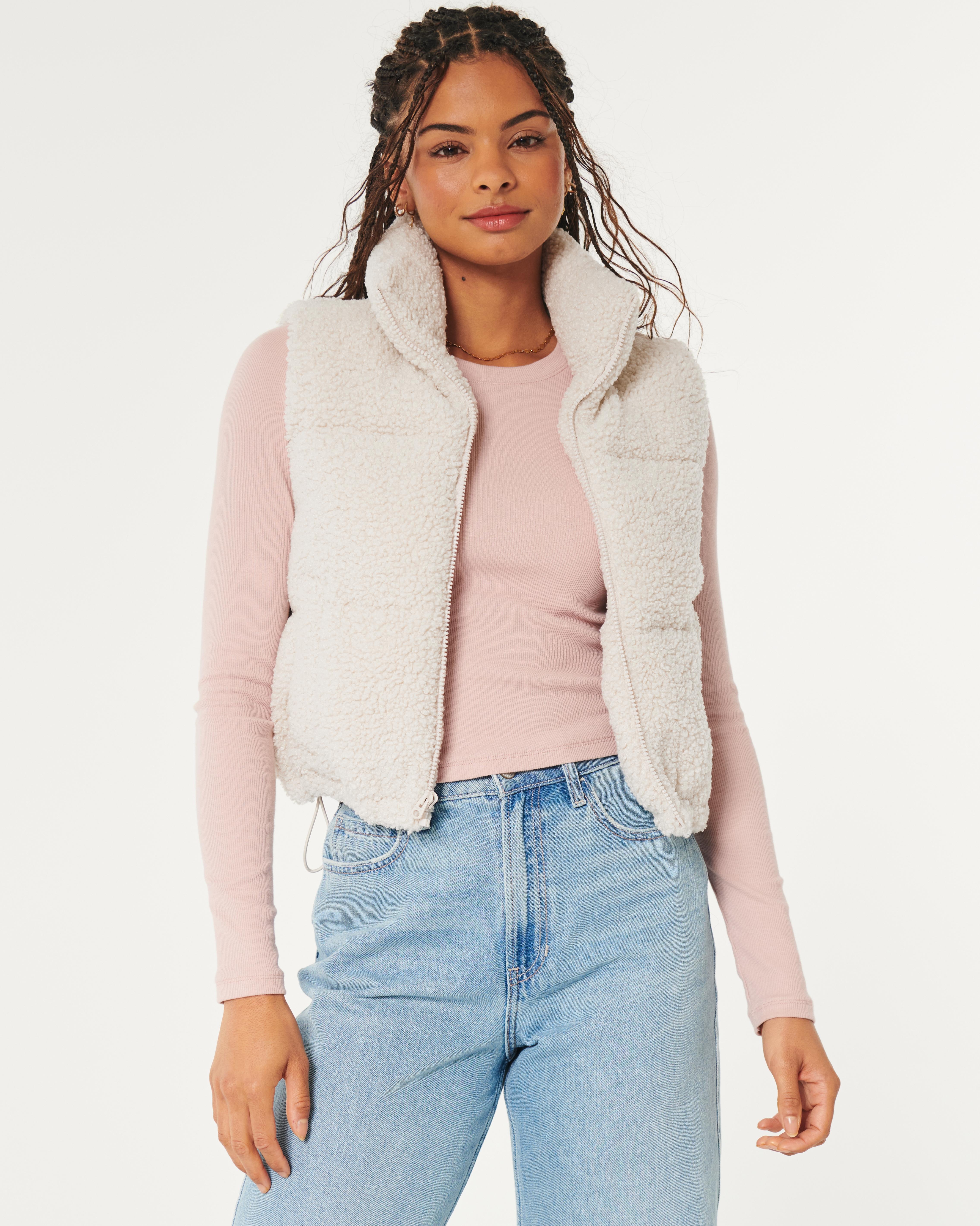 Hollister Gilly Hicks Sherpa Puffer Jacket in Natural