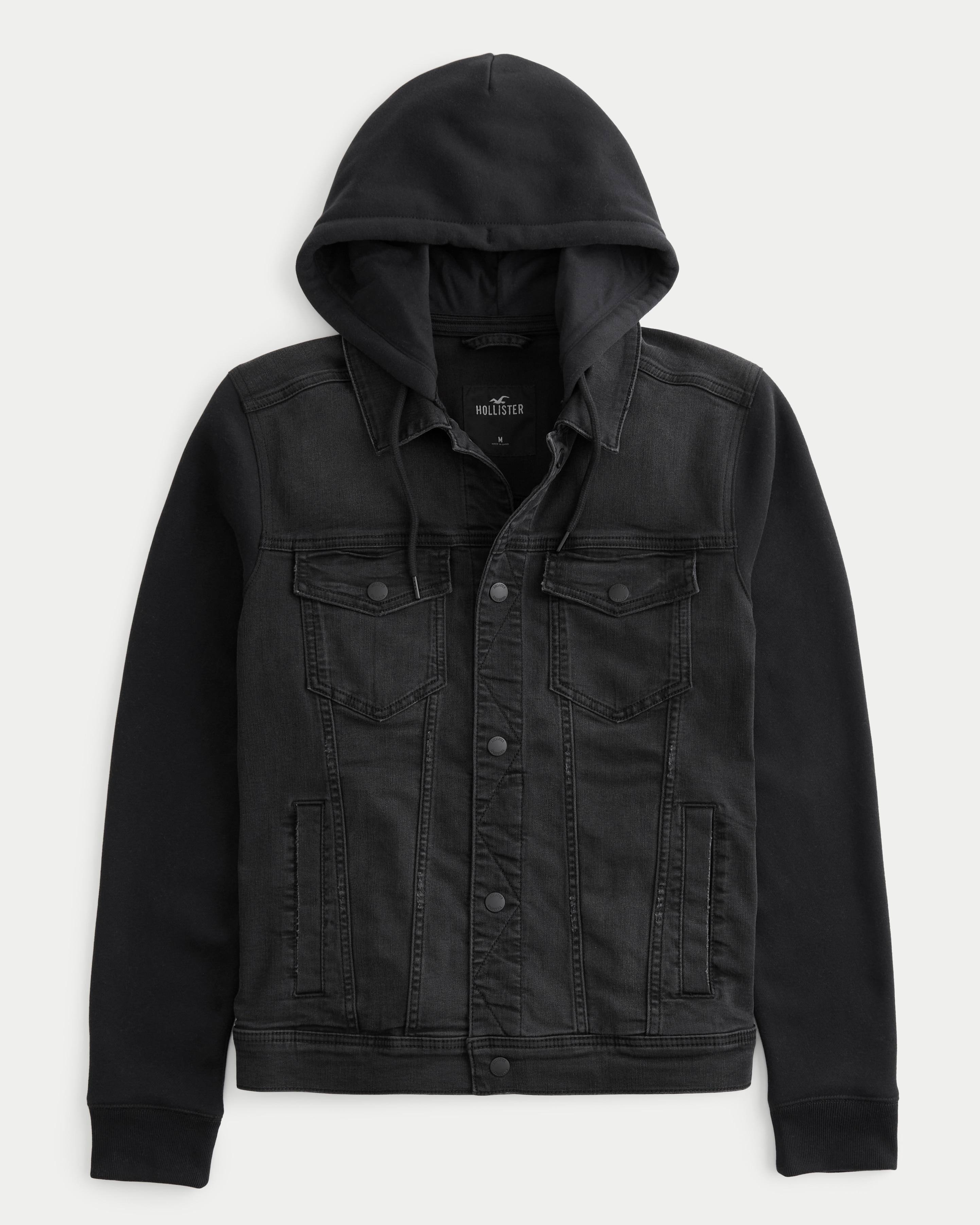 Hooded denim cheap jacket hollister