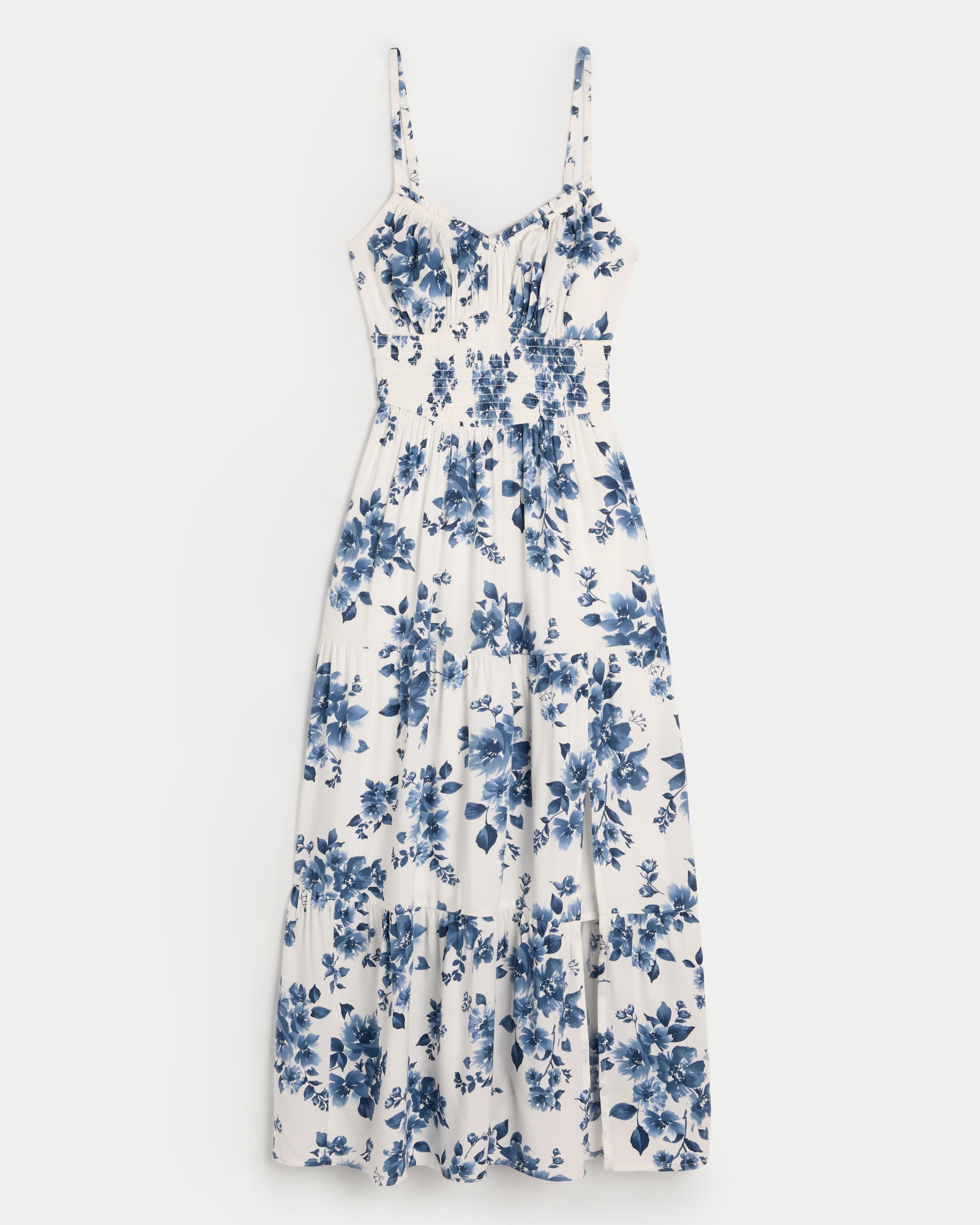 Hollister Smocked Waist Crisscross Back Midi Dress in Blue Lyst UK