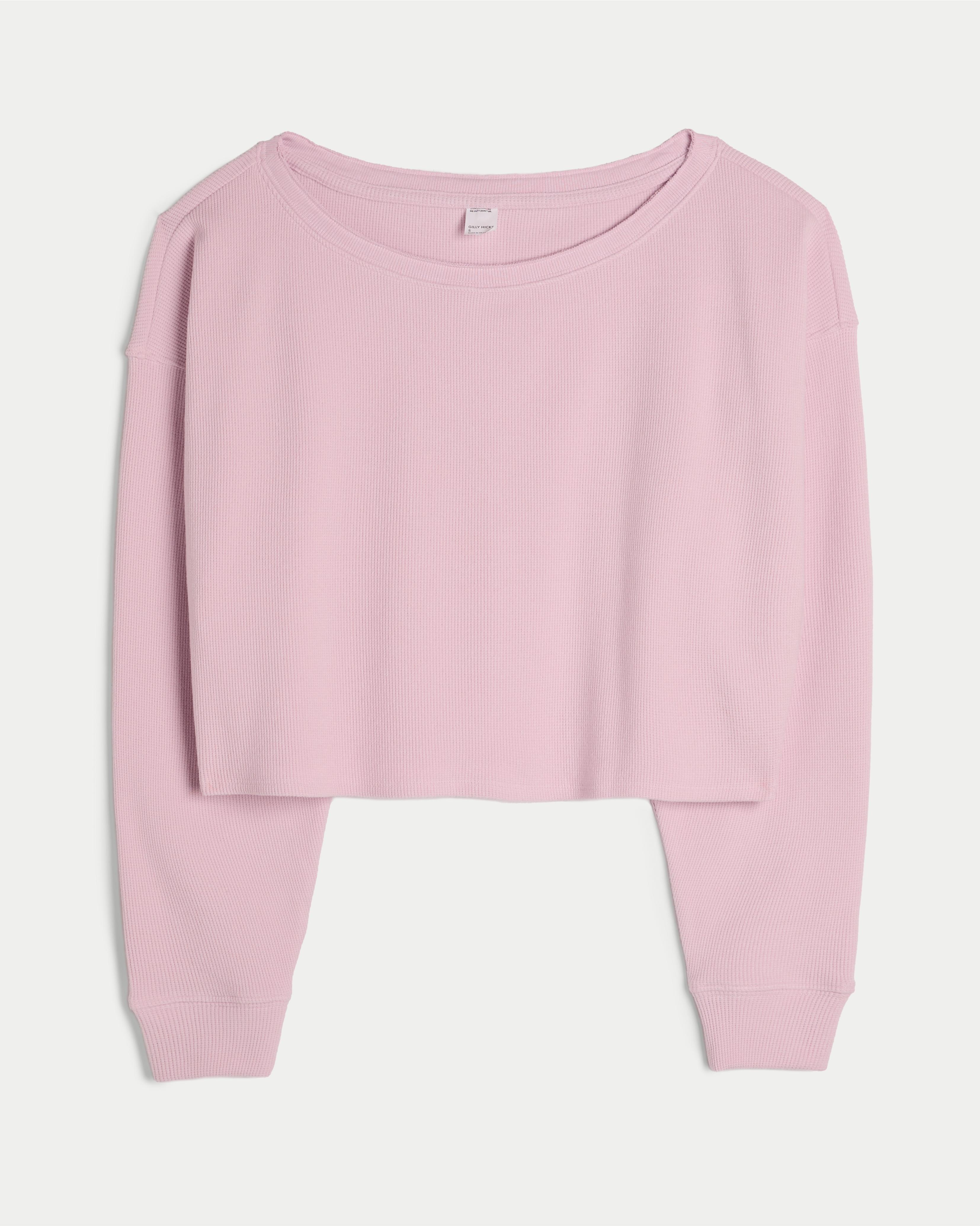 Hollister Gilly Hicks Cozy Waffle Off-the-shoulder Top in Pink