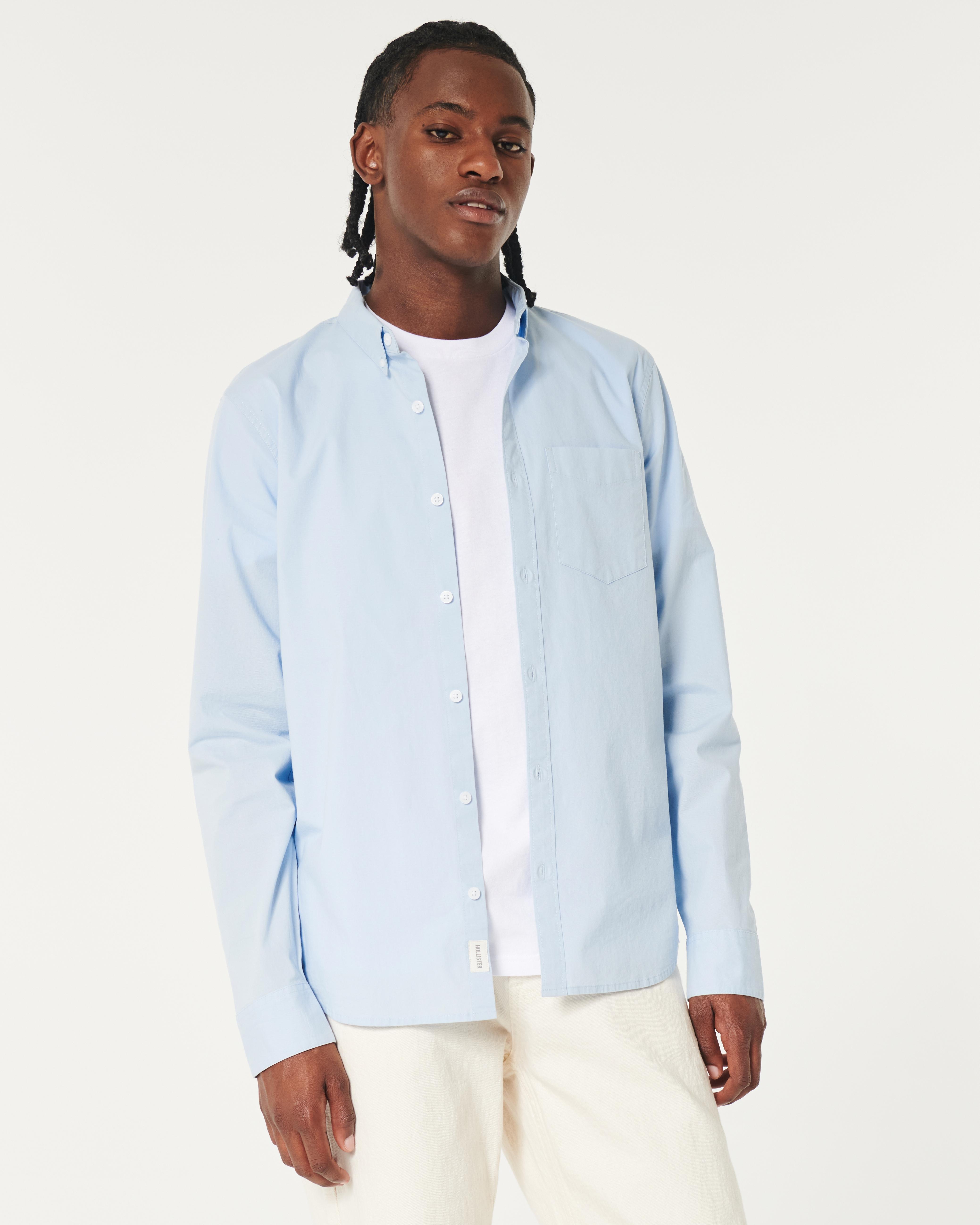 Hollister Stretch Oxford Shirt in Blue for Men Lyst UK