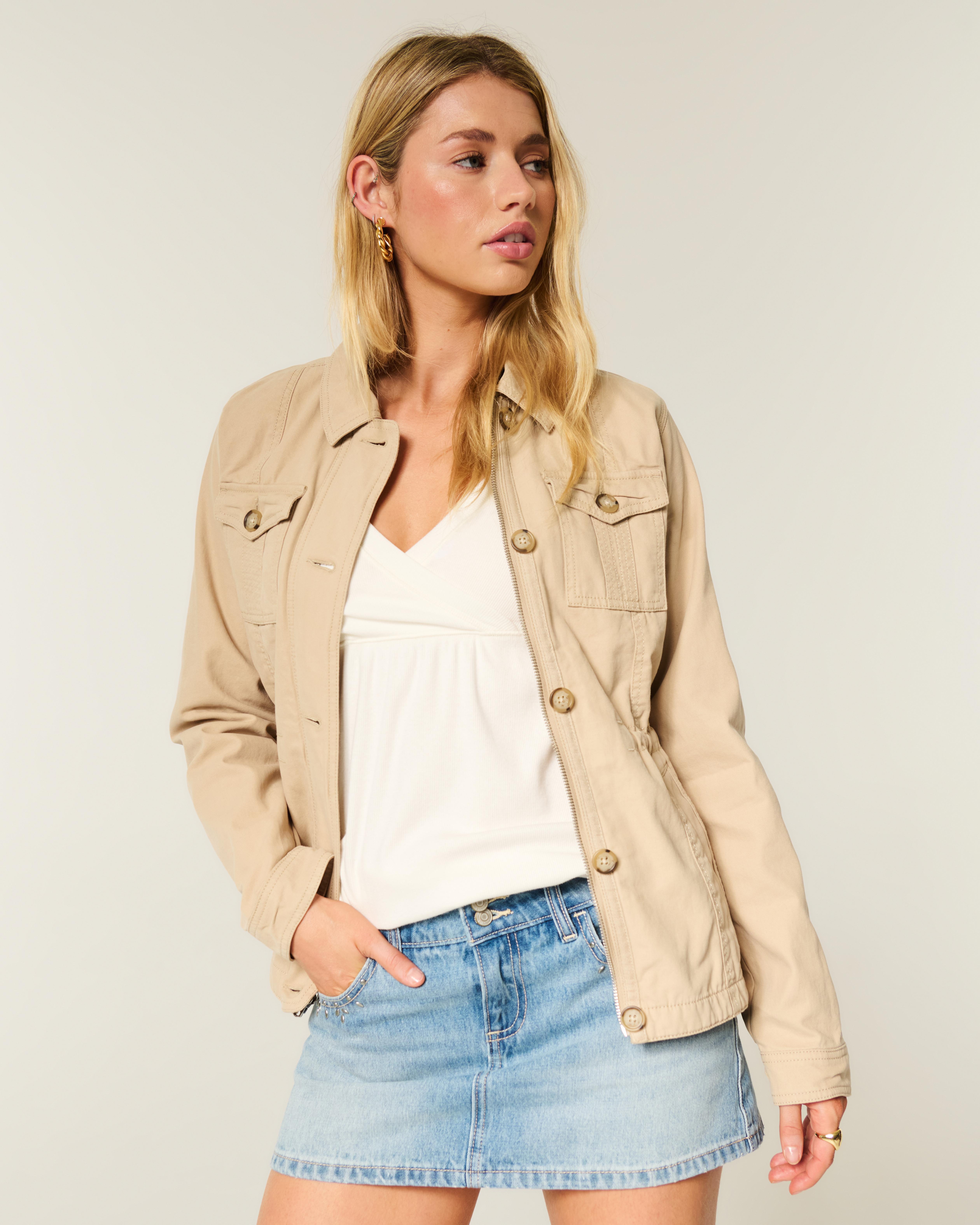 Hollister Twill Y2k Military Jacket in Natural | Lyst UK