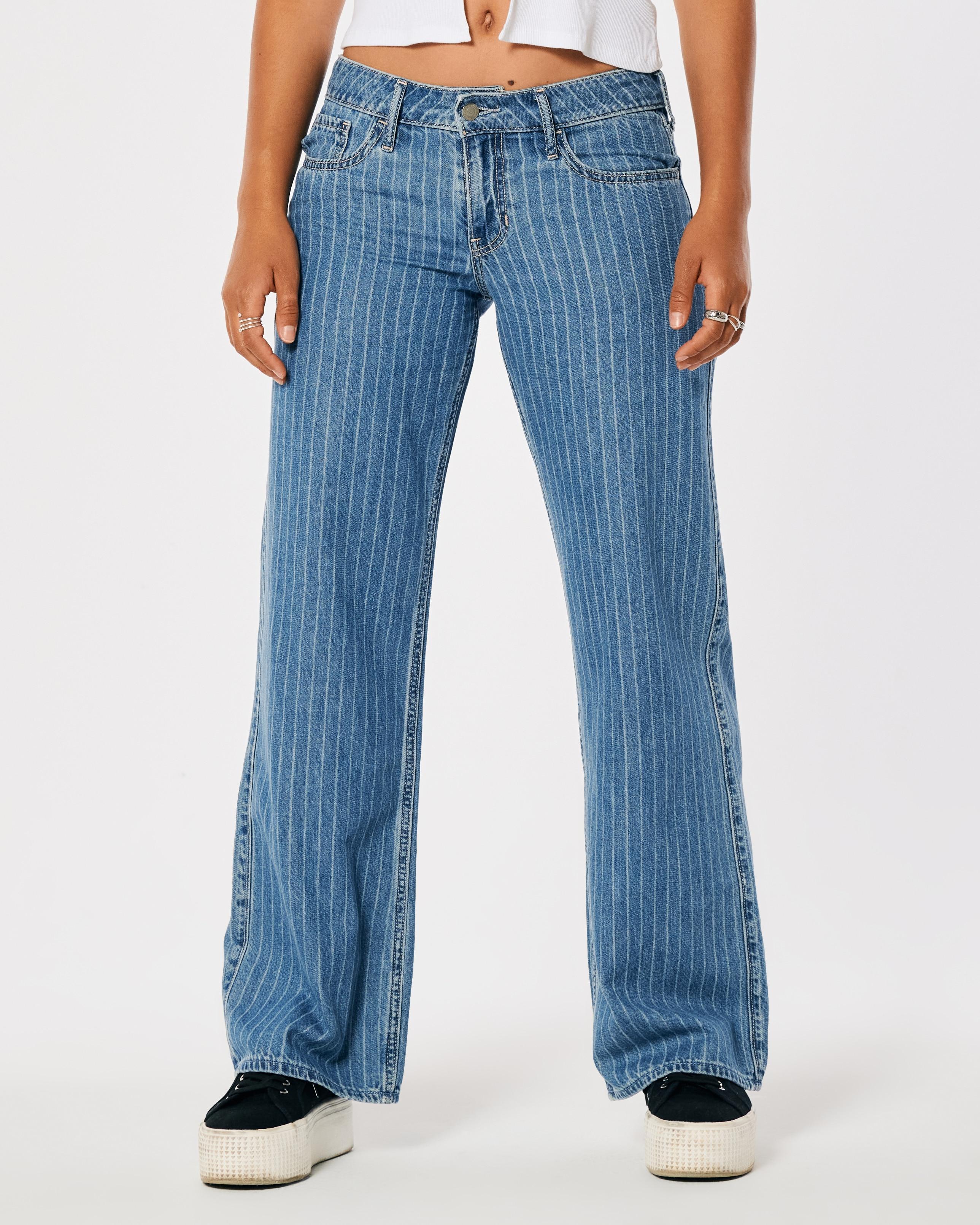 Hollister Lightweight Low-rise Medium Wash Striped Baggy Jeans in Blue |  Lyst UK