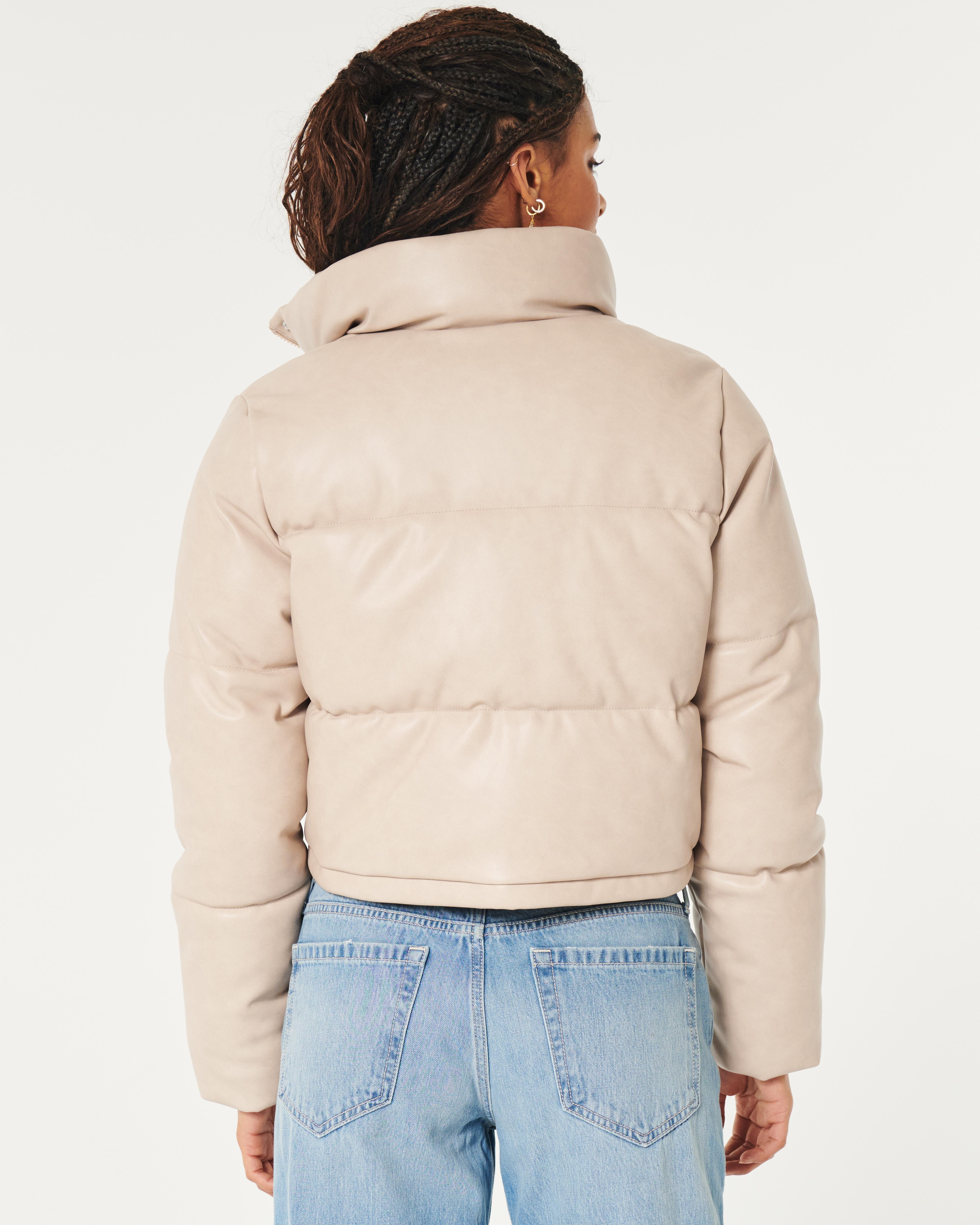 Hollister Ultimate Vegan Leather Mini Puffer Jacket in Natural Lyst UK
