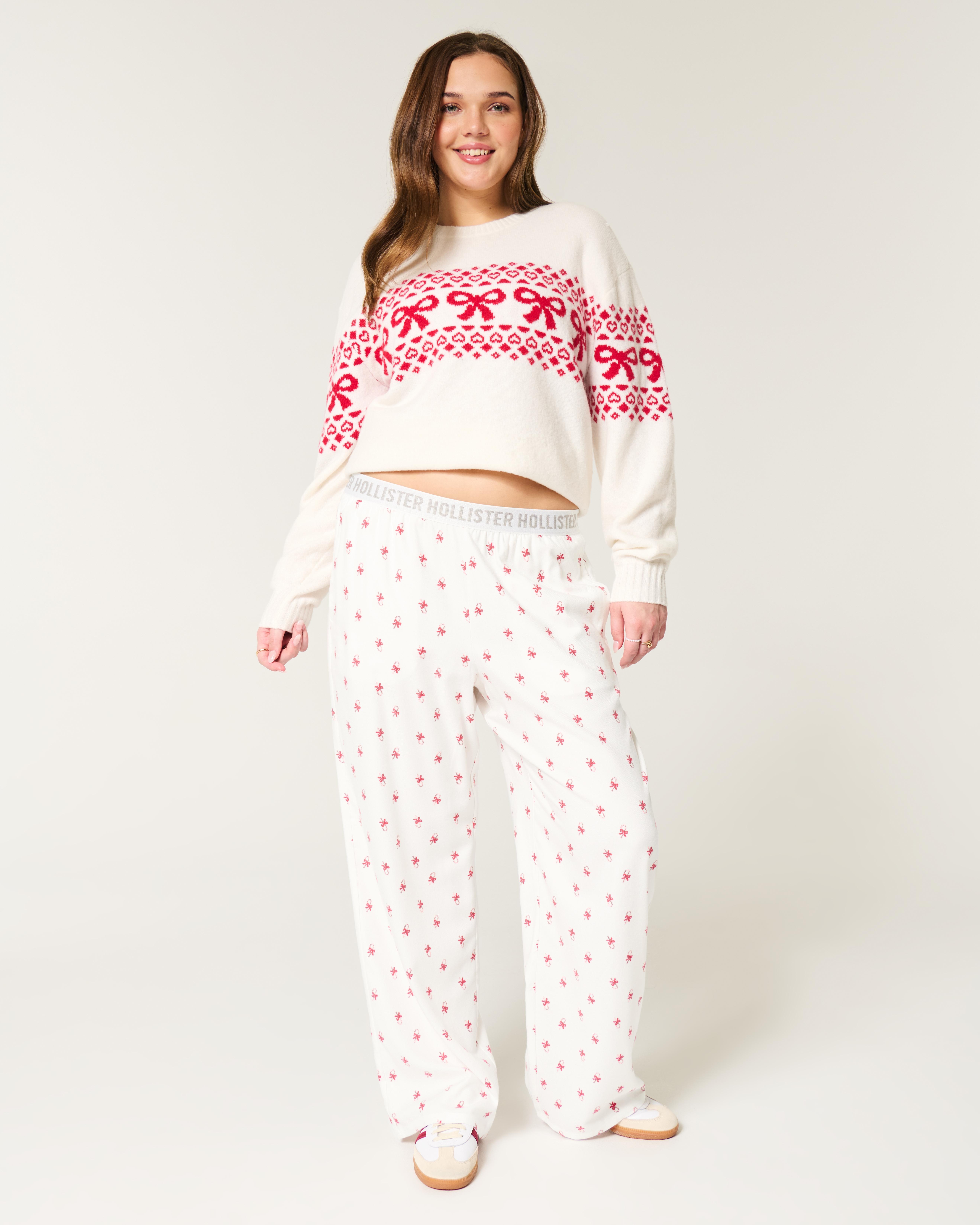 Hollister 24 7 Wide leg Flannel Pajama Pants in White Lyst UK
