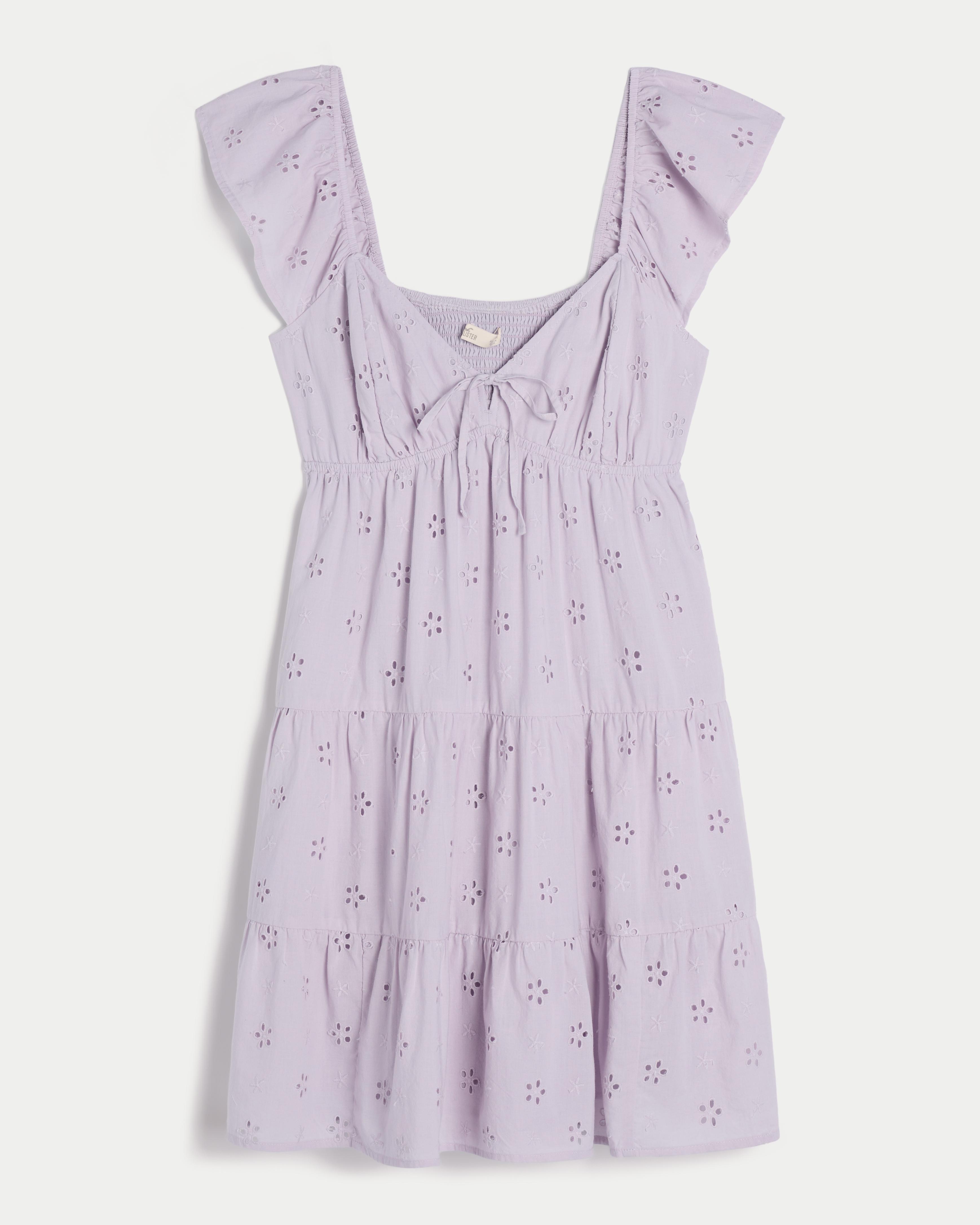 Hollister Flutter Sleeve Babydoll Dress in Purple Lyst UK