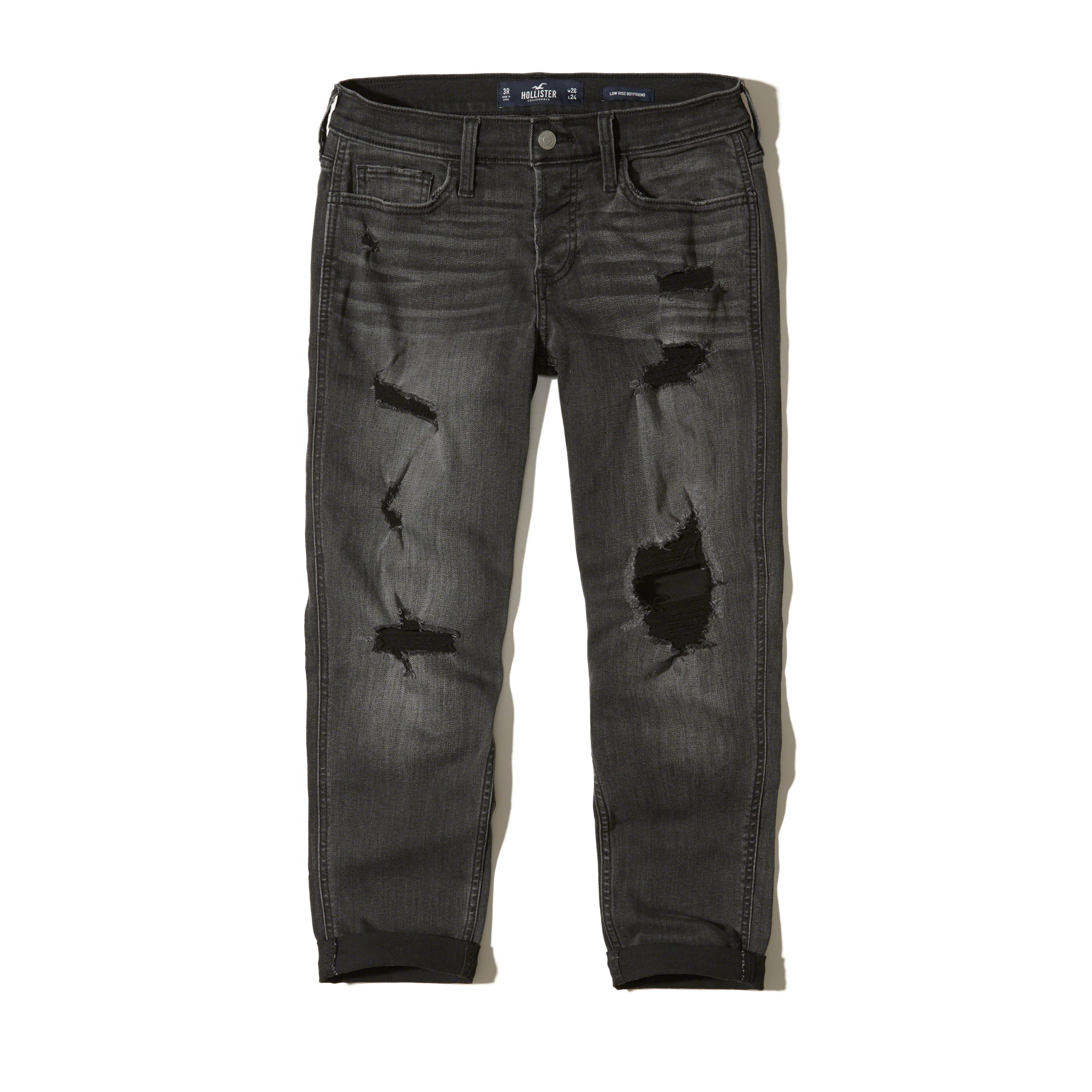 Lyst - Hollister Low-rise Boyfriend Jeans in Black