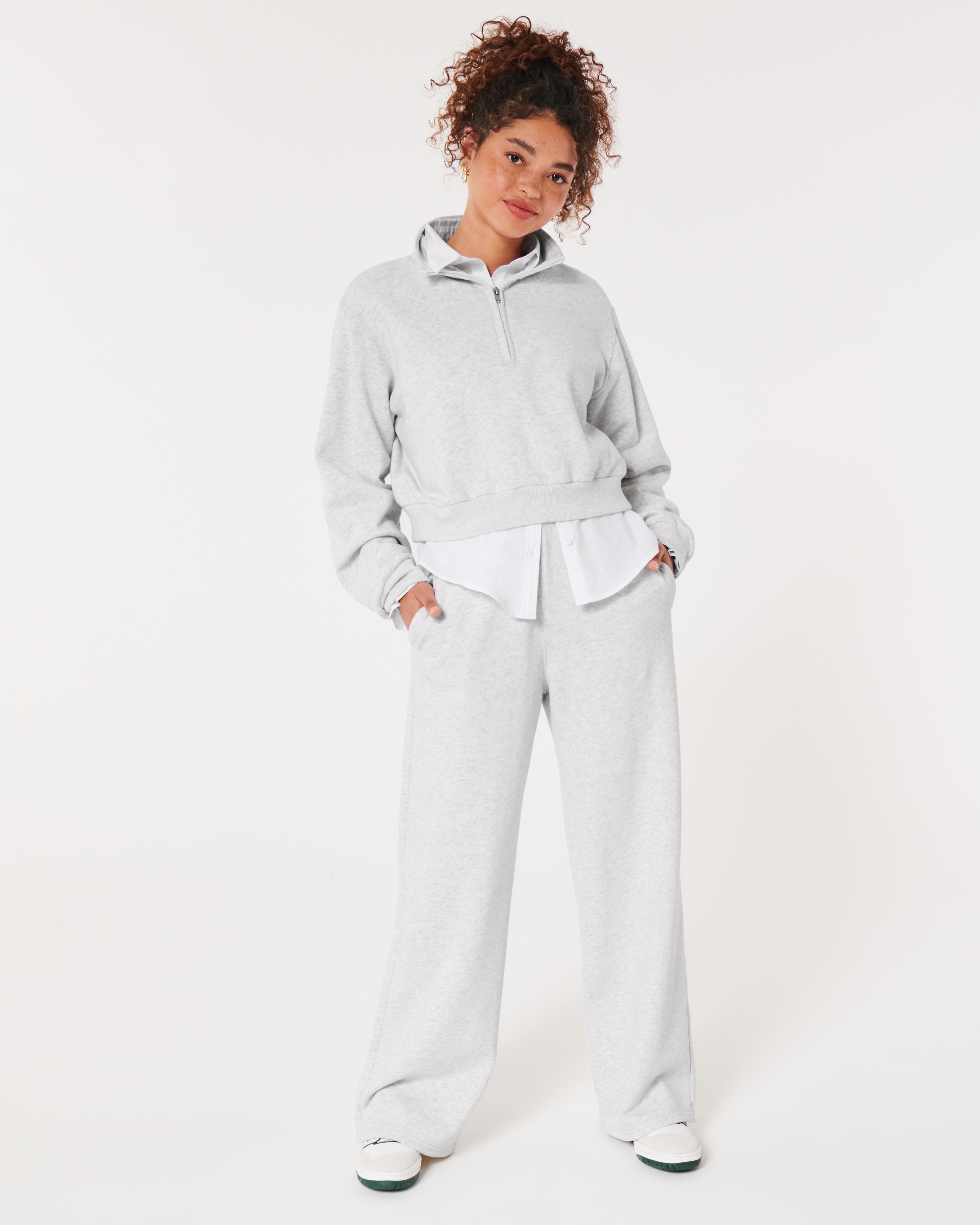 Wide Leg Pants Hollister High Rise Fleece Joggers Hollister - Main Image