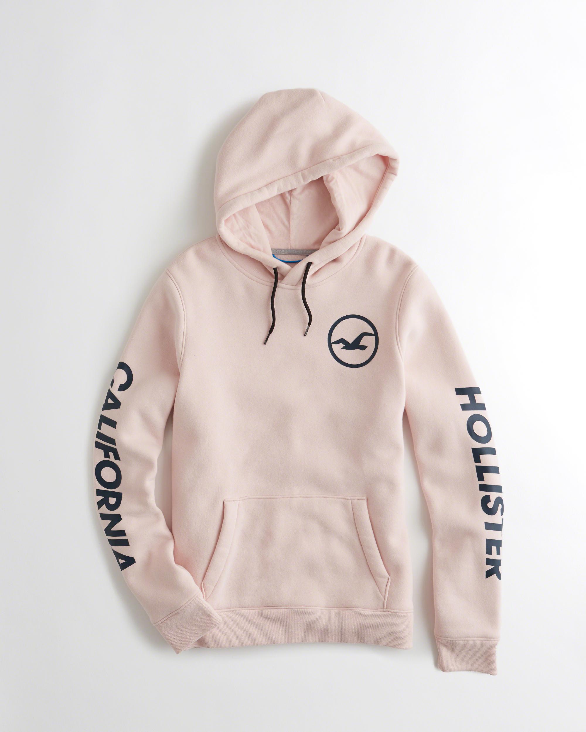 hollister mens pink hoodie