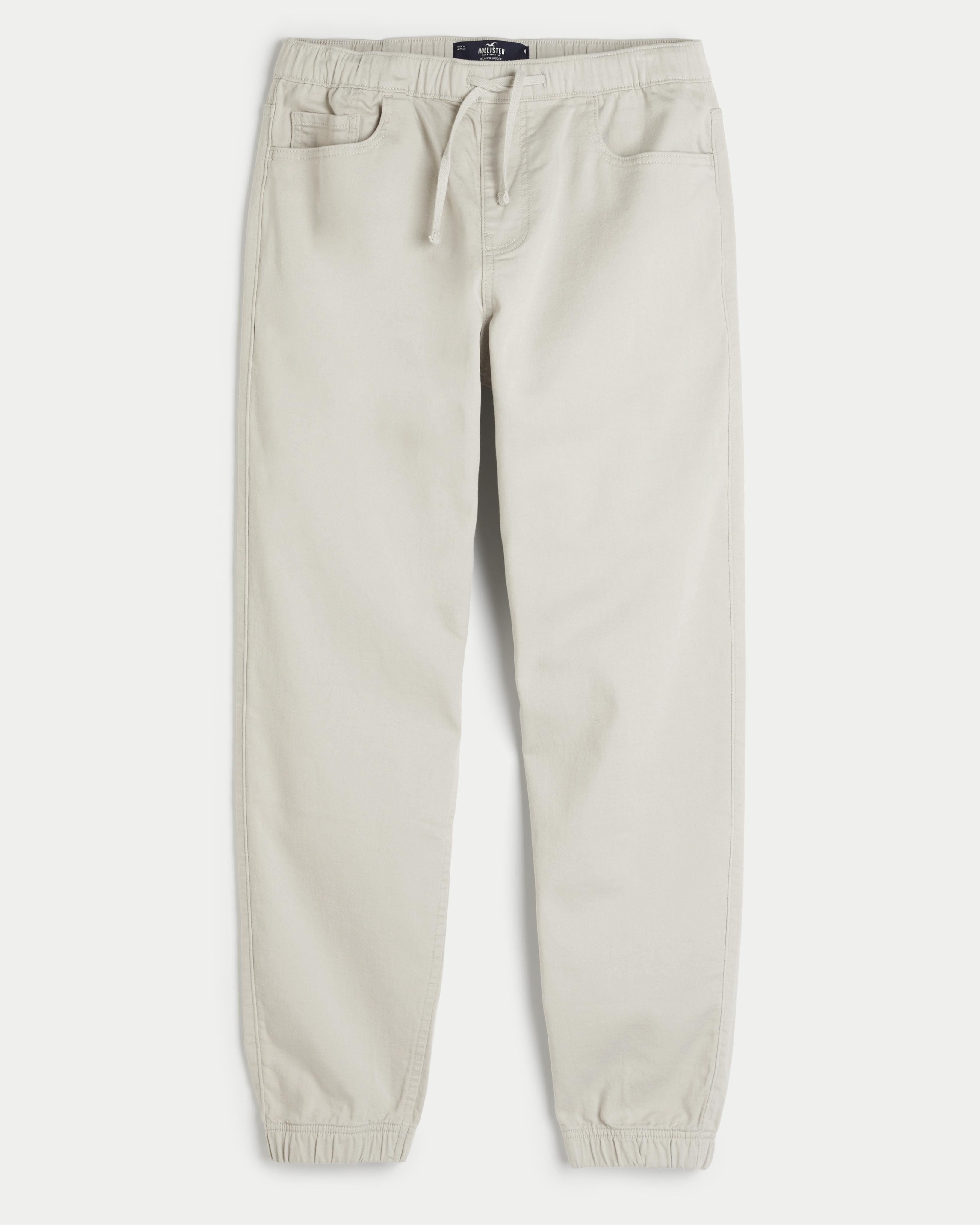 Hollister Relaxed Twill Joggers in White for Men Lyst UK